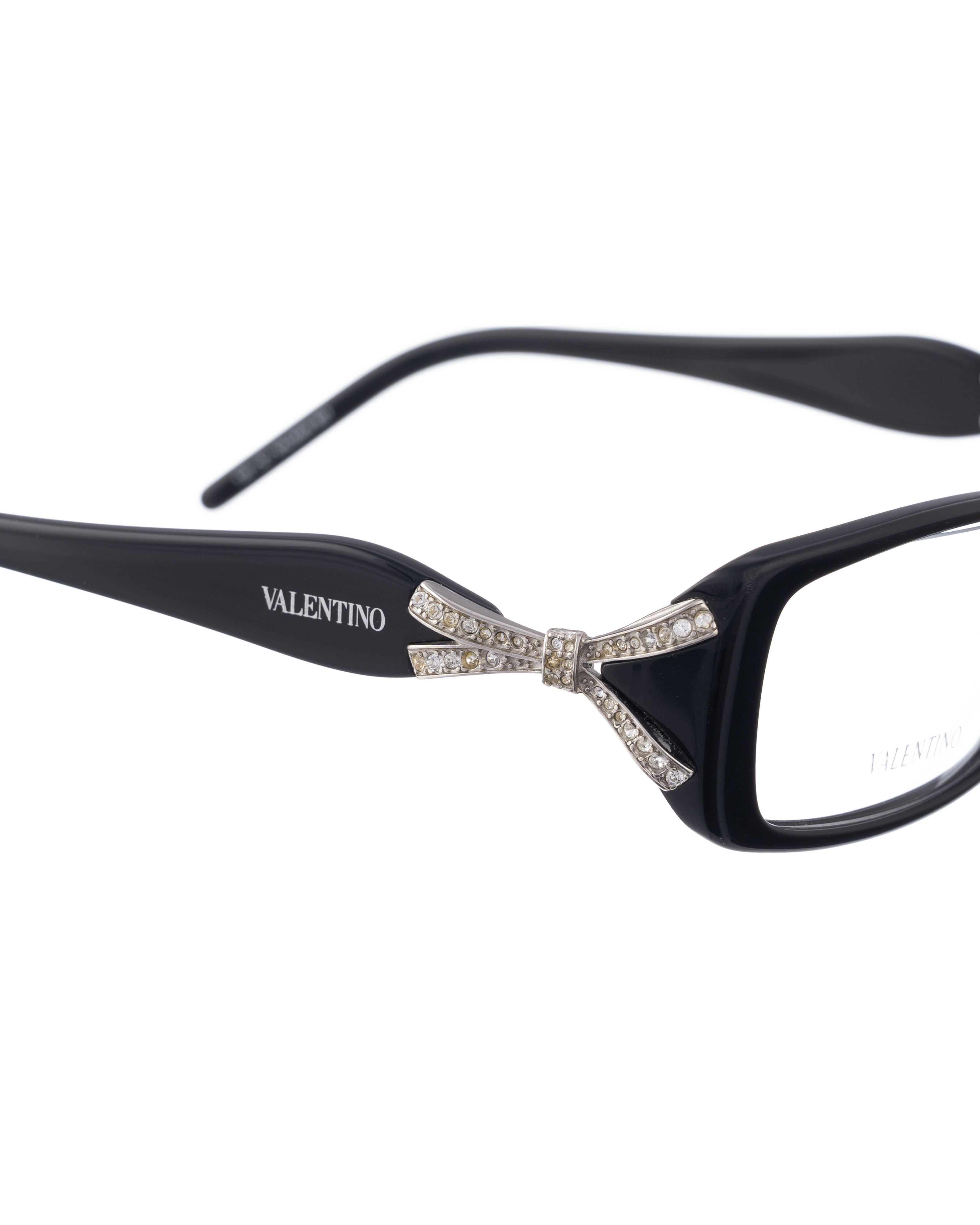 Valentino Valentino 00s Black Glasses with White Rhinestones Details Size ONE SIZE - 1 Thumbnail