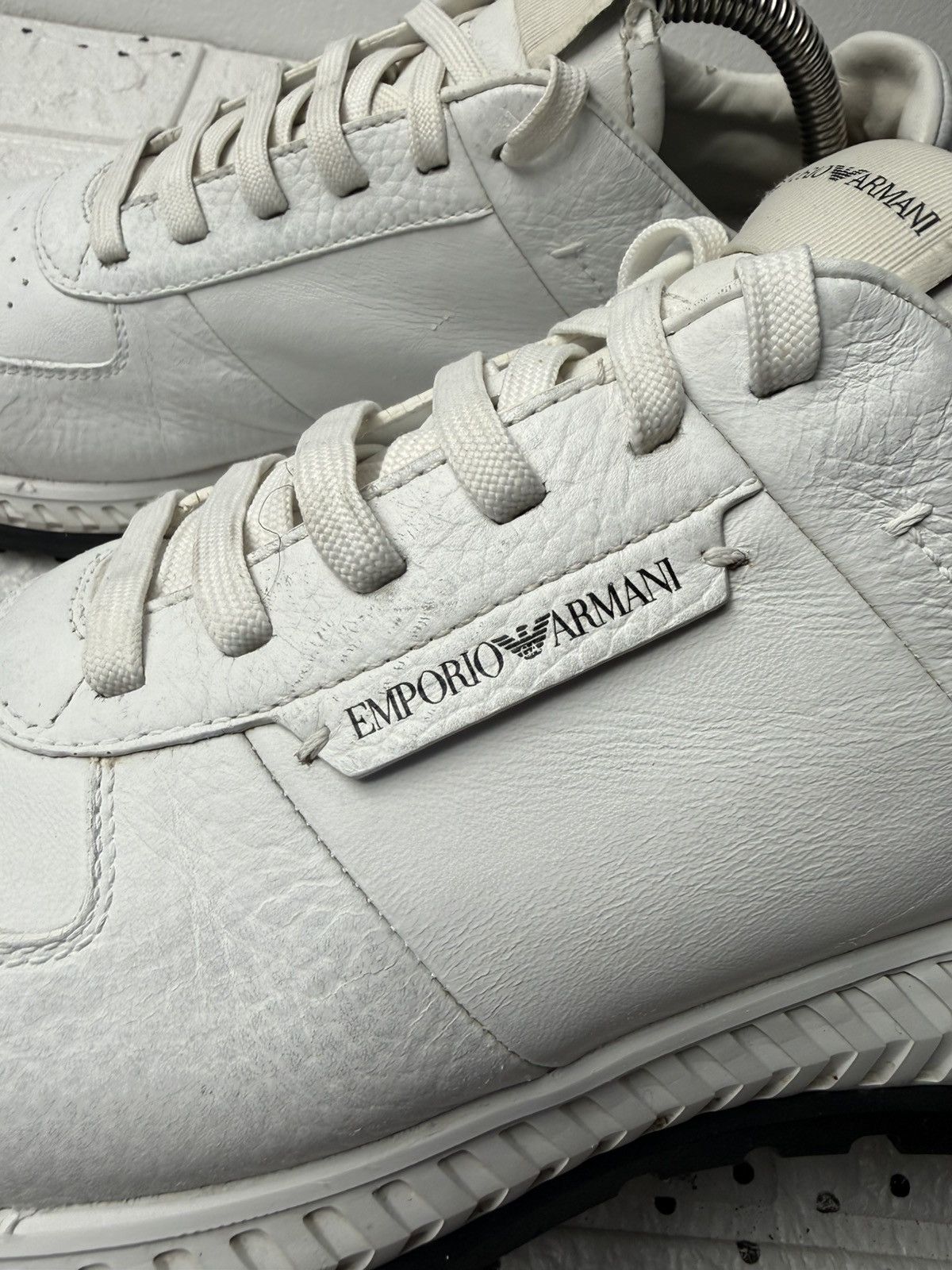 Emporio Armani Emporio Armani Men US9 UK8 EUR42 Sneakers White Leather Size US 9 / EU 42 - 8 Thumbnail