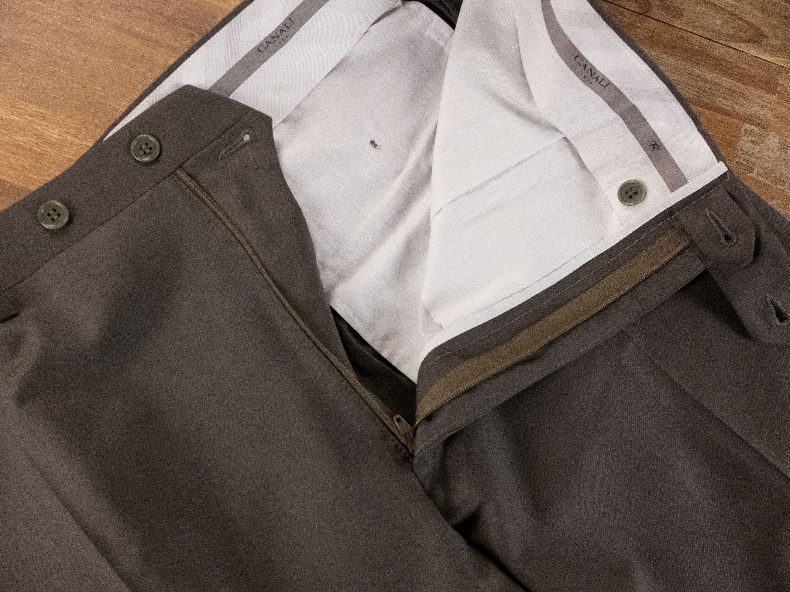 Canali CANALI green wool formal dress trousers pants 40 US / 56 IT Size US 40 / EU 56 - 4 Thumbnail