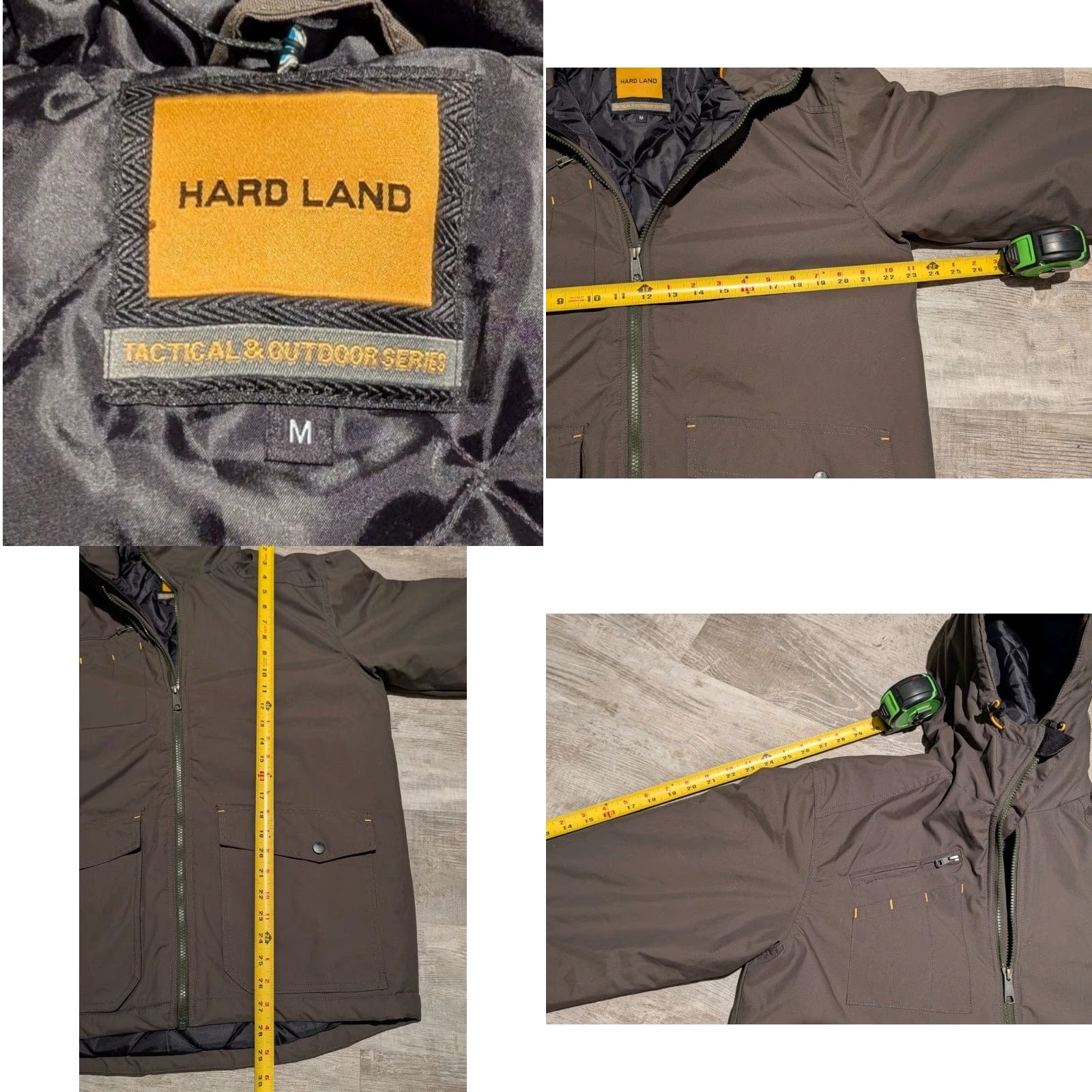 Vintage Hard Land Jacket Mens Tactical Series Outdoor Insulated Mid-Length Zip Hooded Pockets Waterproof Green Size M Military Coat Size US M / EU 48-50 / 2 - 8 Thumbnail