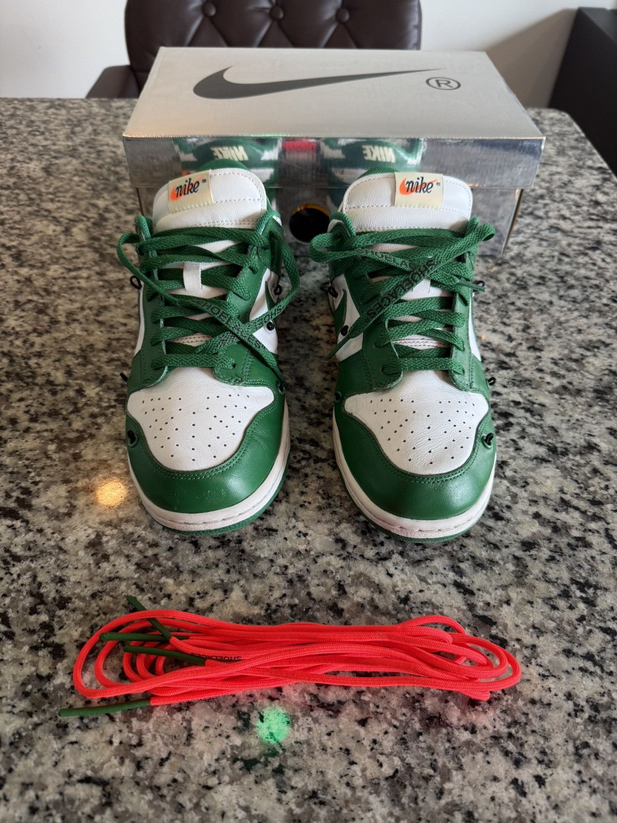 Nike × Off-White Dunk Low Off White Pine Green Size US 9 / EU 42 - 11 Thumbnail