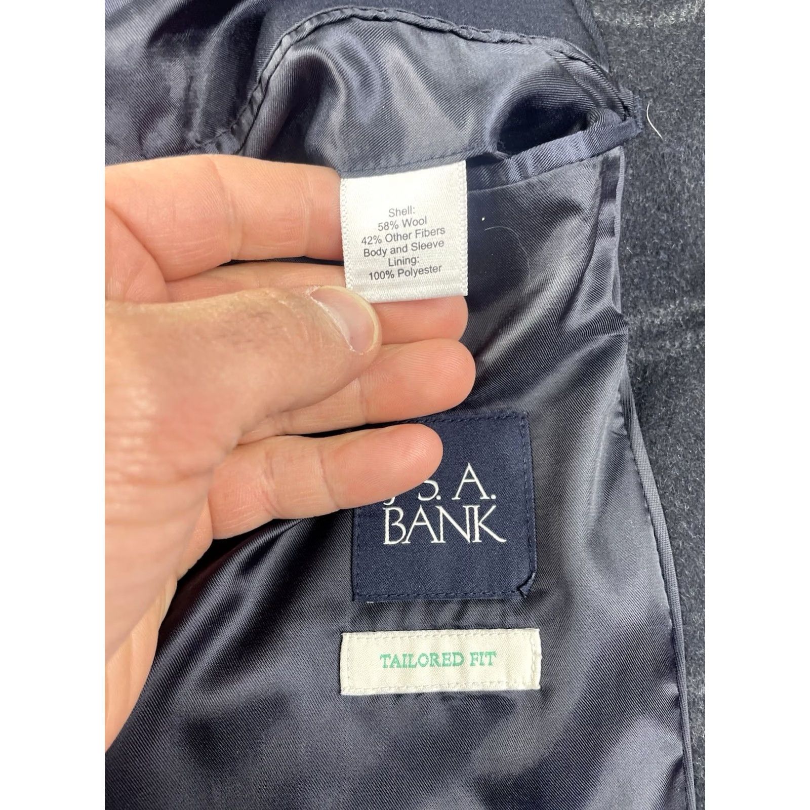 Jos. A. Bank Jos. A. Bank Overcoat Jacket Mens 44R Wool Blend Charcoal Gray Check Button Long Tailored Fit Size US S / EU 44-46 / 1 - 4 Thumbnail