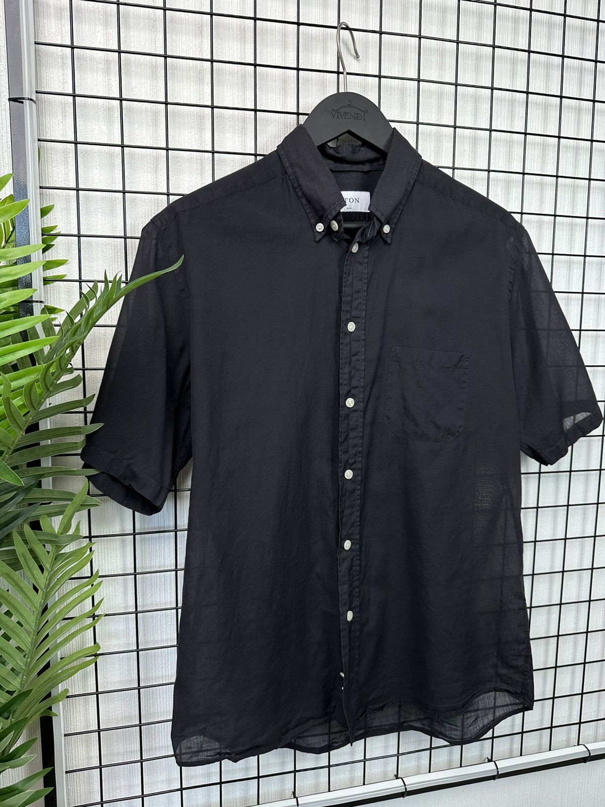 Eton Eton Ultra Light Button Up short Sleeve Shirt Men L black Size US L / EU 52-54 / 3 - 3 Thumbnail