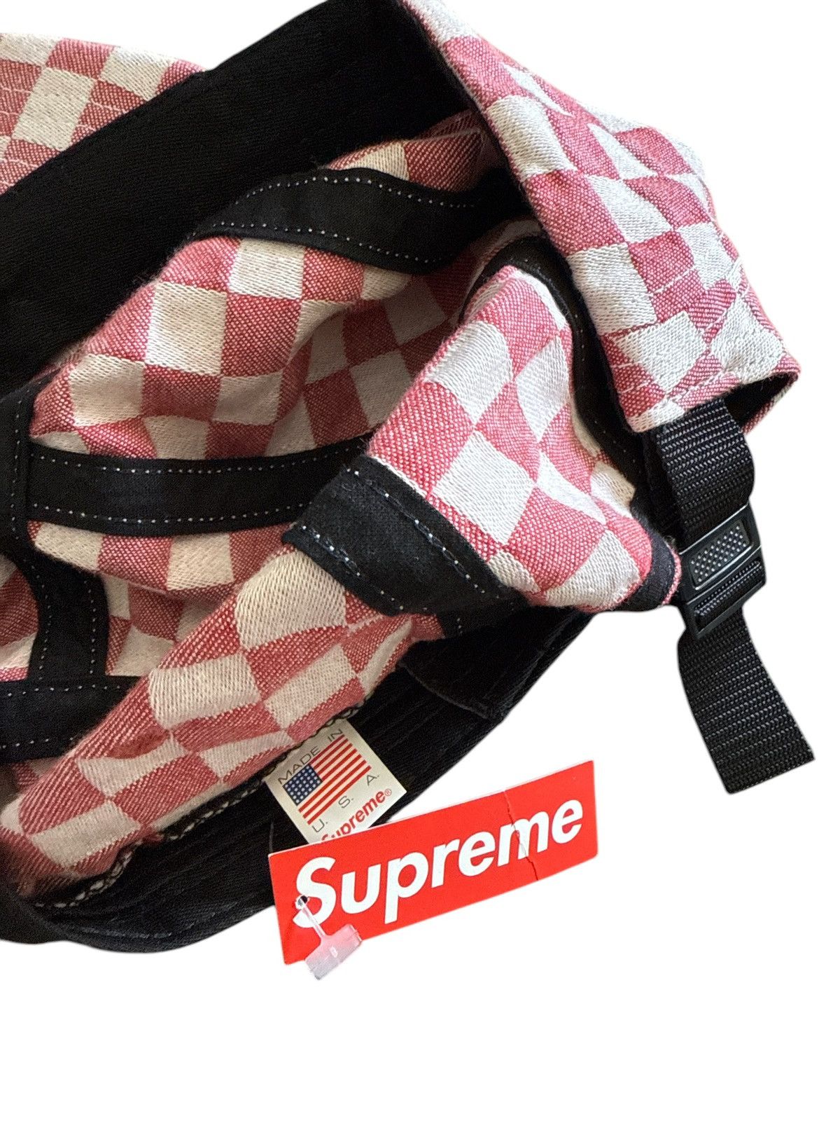 Supreme DEADSTOCK ! Supreme SS18 Red on White Checkered Camp Cap Size ONE SIZE - 3 Thumbnail