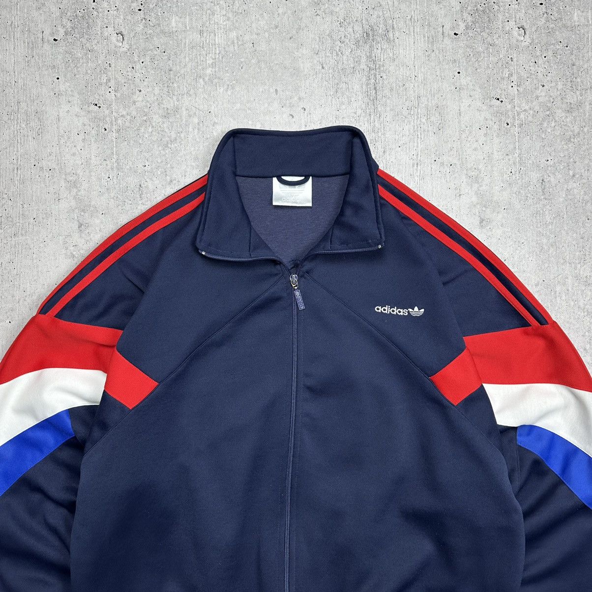 Adidas × Vintage Vintage 80s Adidas France Track Jacket Navy Blue Size US L / EU 52-54 / 3 - 2 Thumbnail