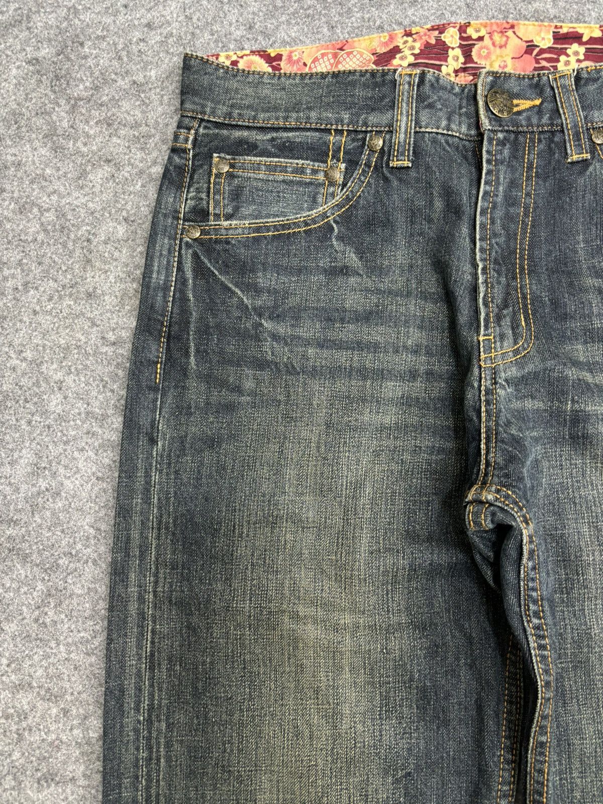 Designer 💥Japanese Brand Koi Fish Embroidery Double Pocket Denim F542 Size US 31 - 4 Thumbnail