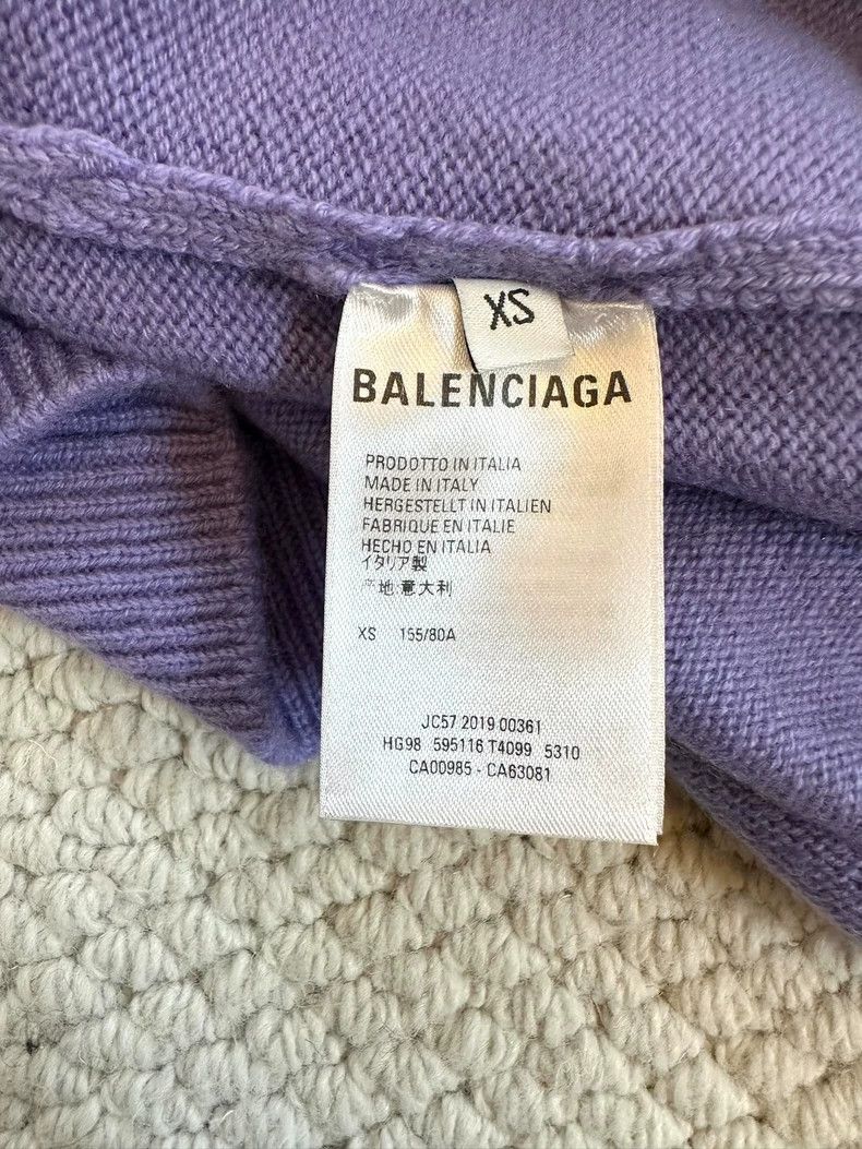 Balenciaga Balenciaga Purple shoulder logo tag cashmere sweater 2501-N Size US XS / EU 42 / 0 - 5 Thumbnail