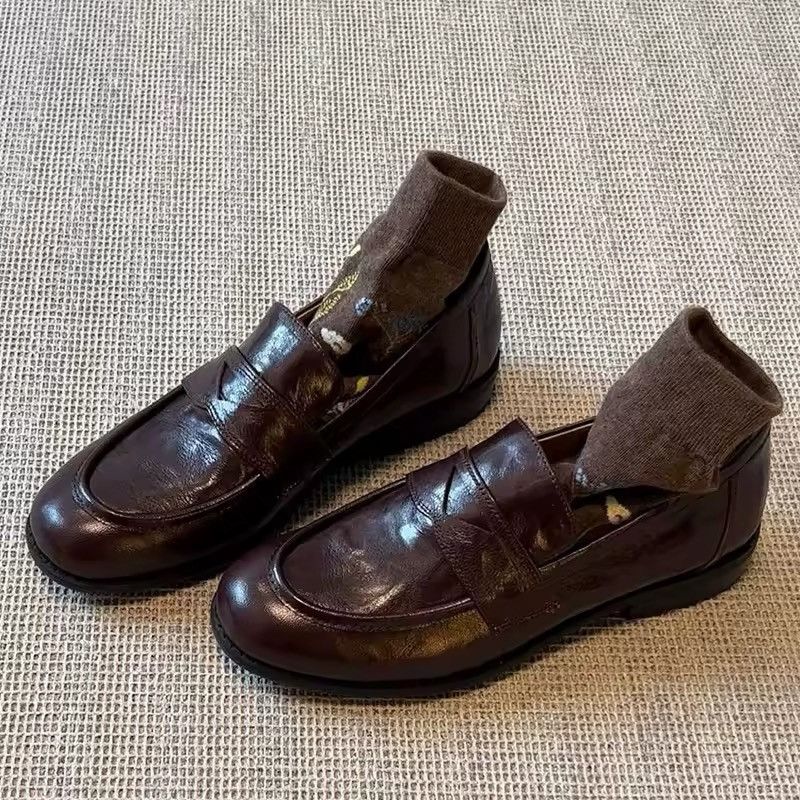 Other Casual Retro Vintage Style PU Leather Women’s Loafers Boots Size US 8 / IT 38 - 2 Thumbnail