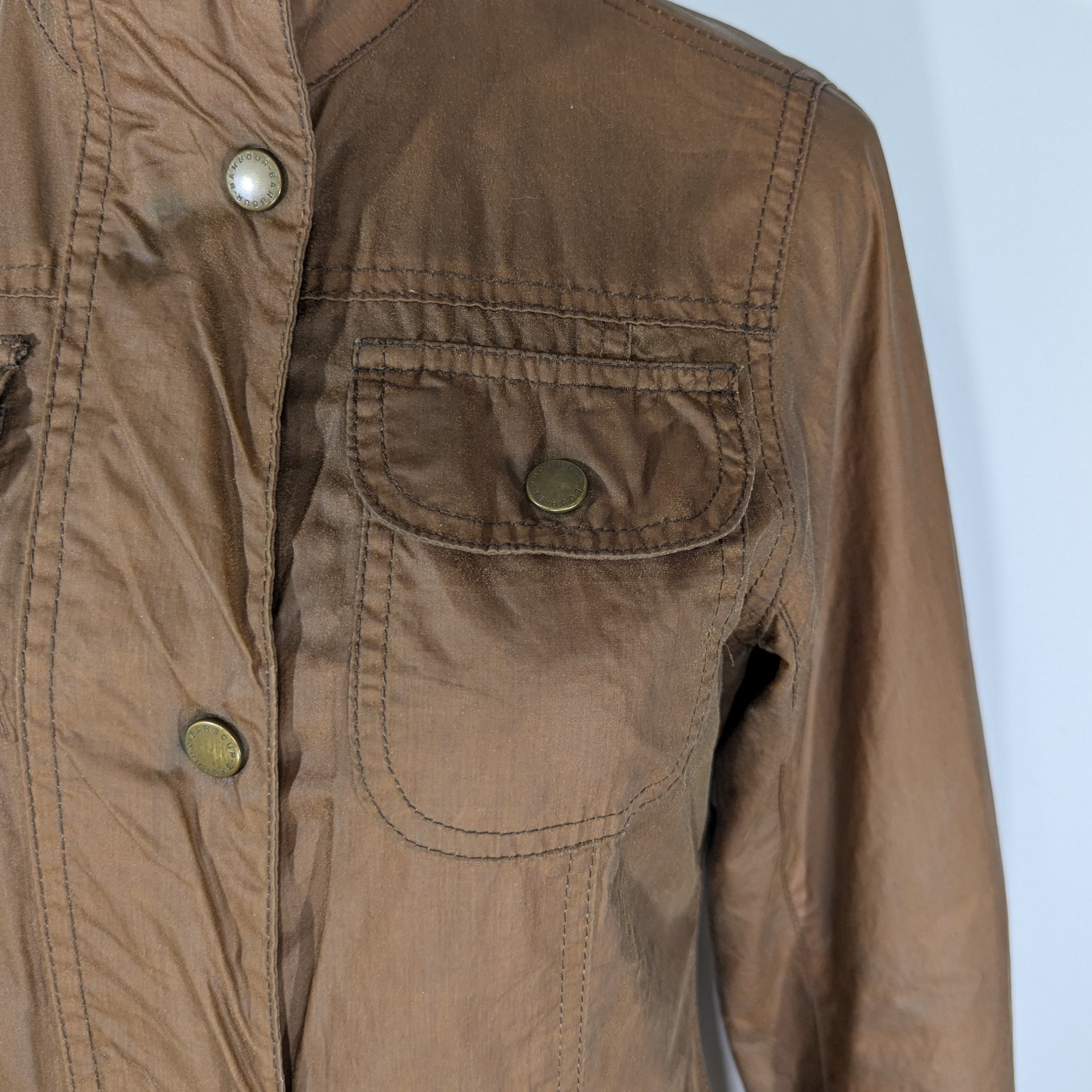 Barbour Barbour Emma Waxed Women's Jacket Brown Waxed Cotton Size S / US 4 / IT 40 - 3 Thumbnail