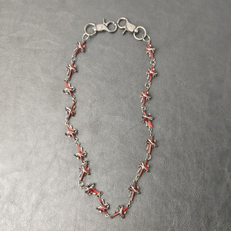 Vintage Punk Crimson Red Cross Keychain Size ONE SIZE - 4 Thumbnail