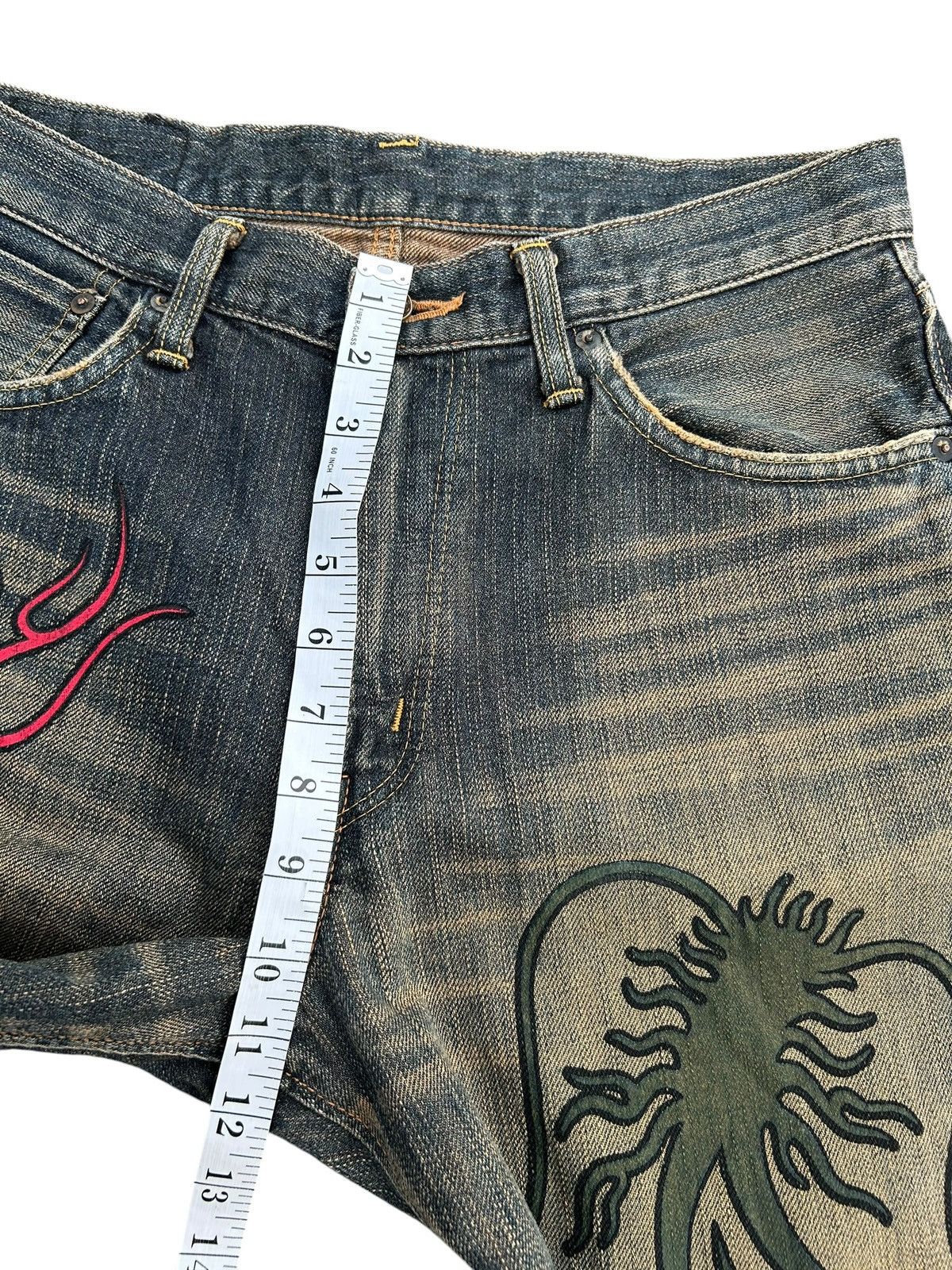 Kapital VINTAGE EDWIN 505 SELVEDGE RUSTY DISTRESSED DENIM JEANS Size US 32 / EU 48 - 13 Thumbnail
