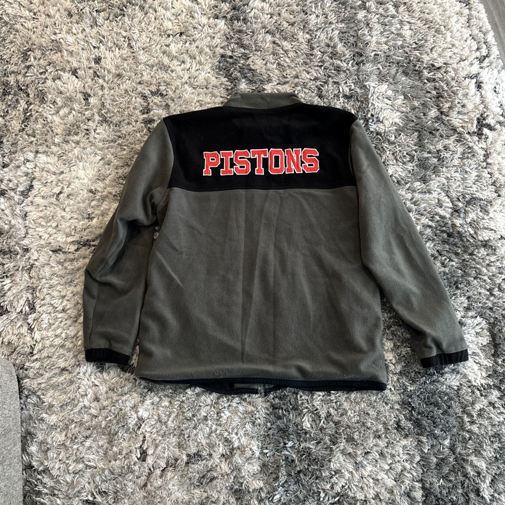 NBA VINTAGE NBA Pistons Men’s XL Gray Fleece Jacket Long Sleeve Full Zip Track Polyester Full Zip-Up Size US XL / EU 56 / 4 - 2 Thumbnail