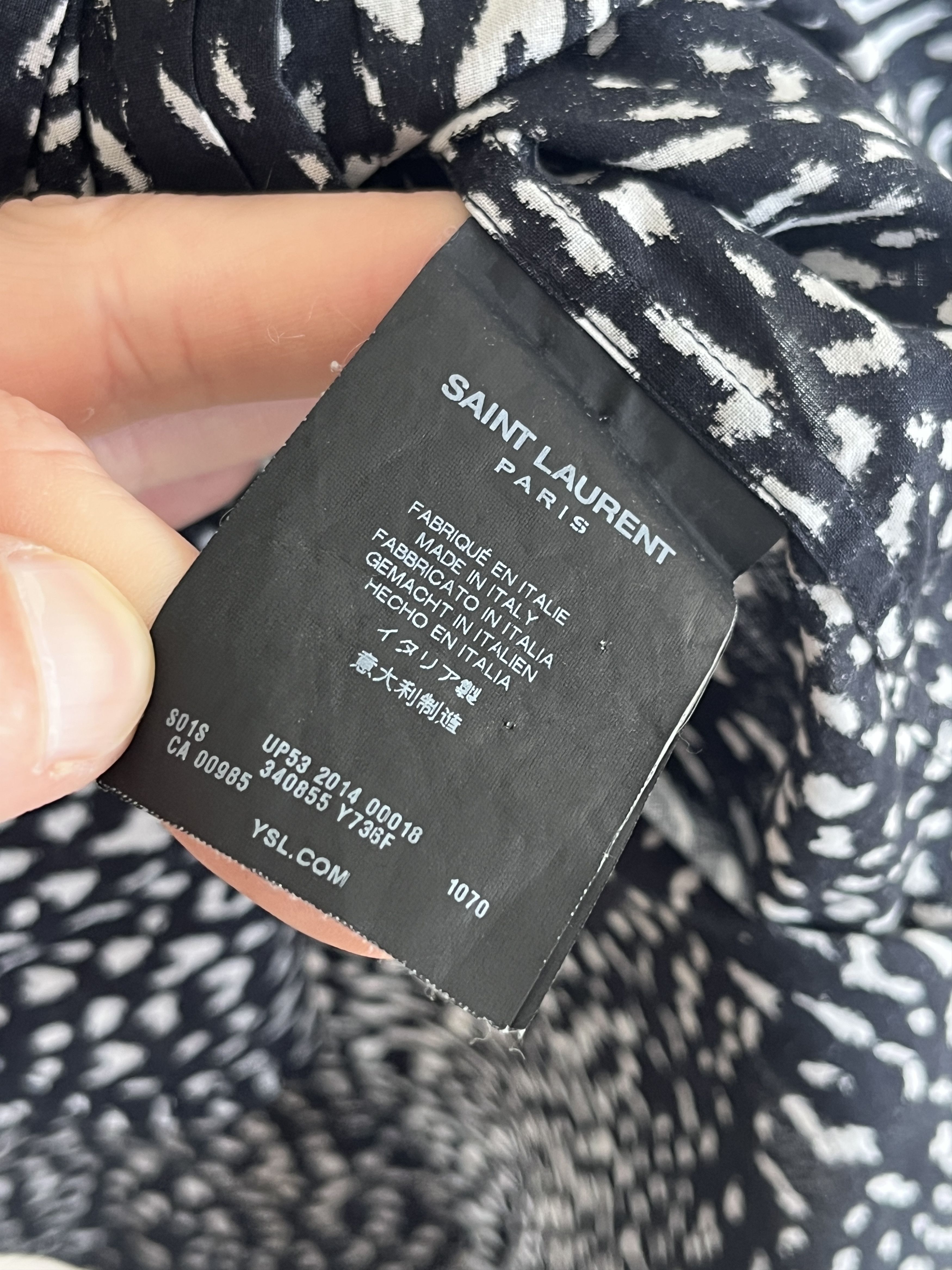 Saint Laurent Paris SS14 Black Babycat Pattern Button Up Shirt Size US M / EU 48-50 / 2 - 3 Thumbnail