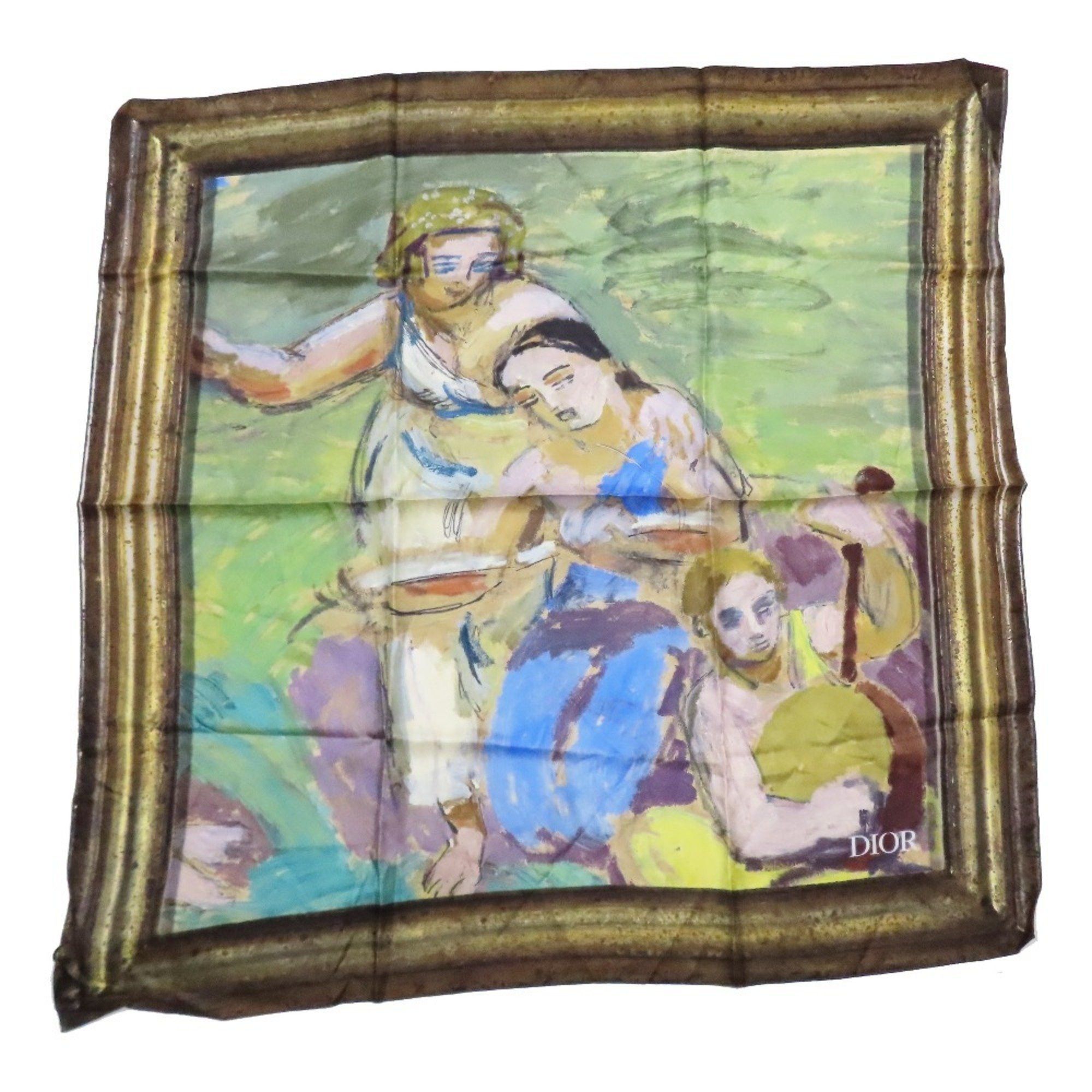 23SS DIOR x Duncan Grant Square Scarf/Bandana Silk Painting Graphic Multicolor for Men and Women