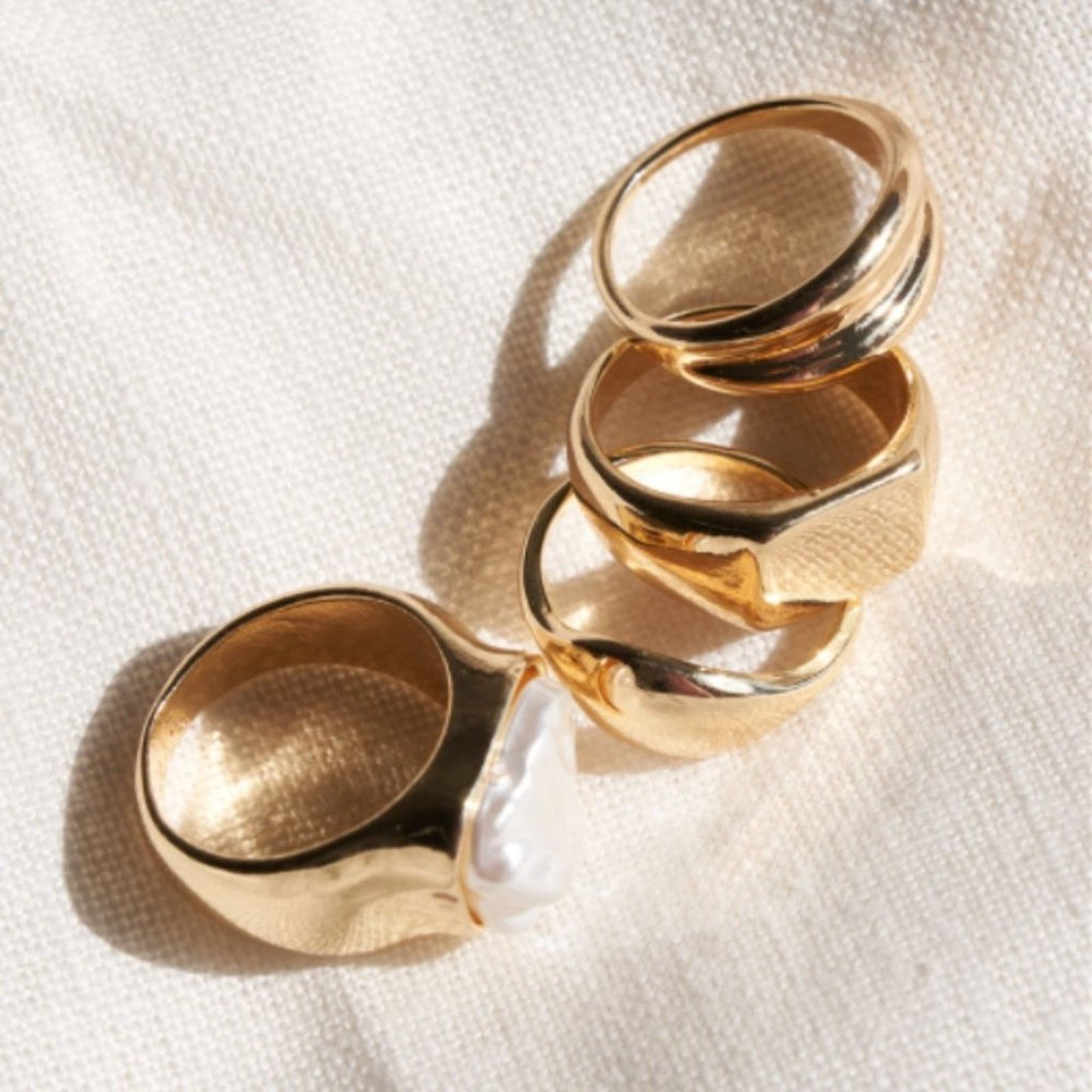 Other Gold Metallic Pearl Ring Set - Set of 4 Size ONE SIZE - 2 Thumbnail
