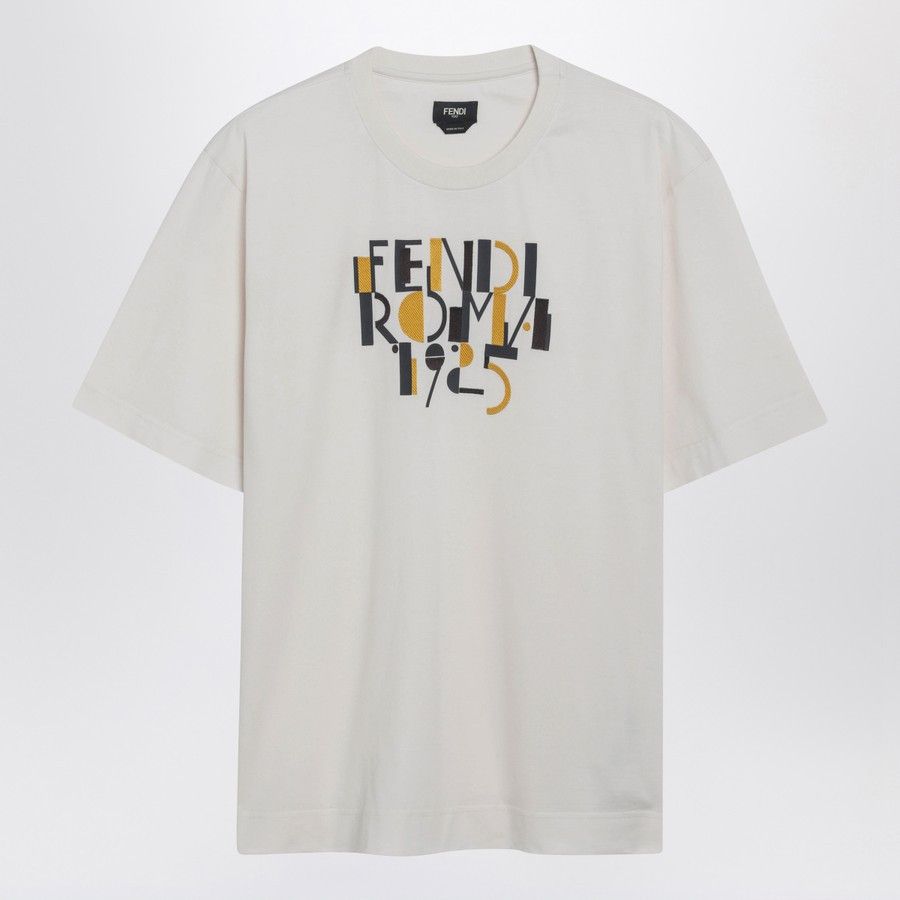Fendi o1d2blof0226 Logo Print Cotton T-Shirt in White Size US S / EU 44-46 / 1 - 1 Thumbnail