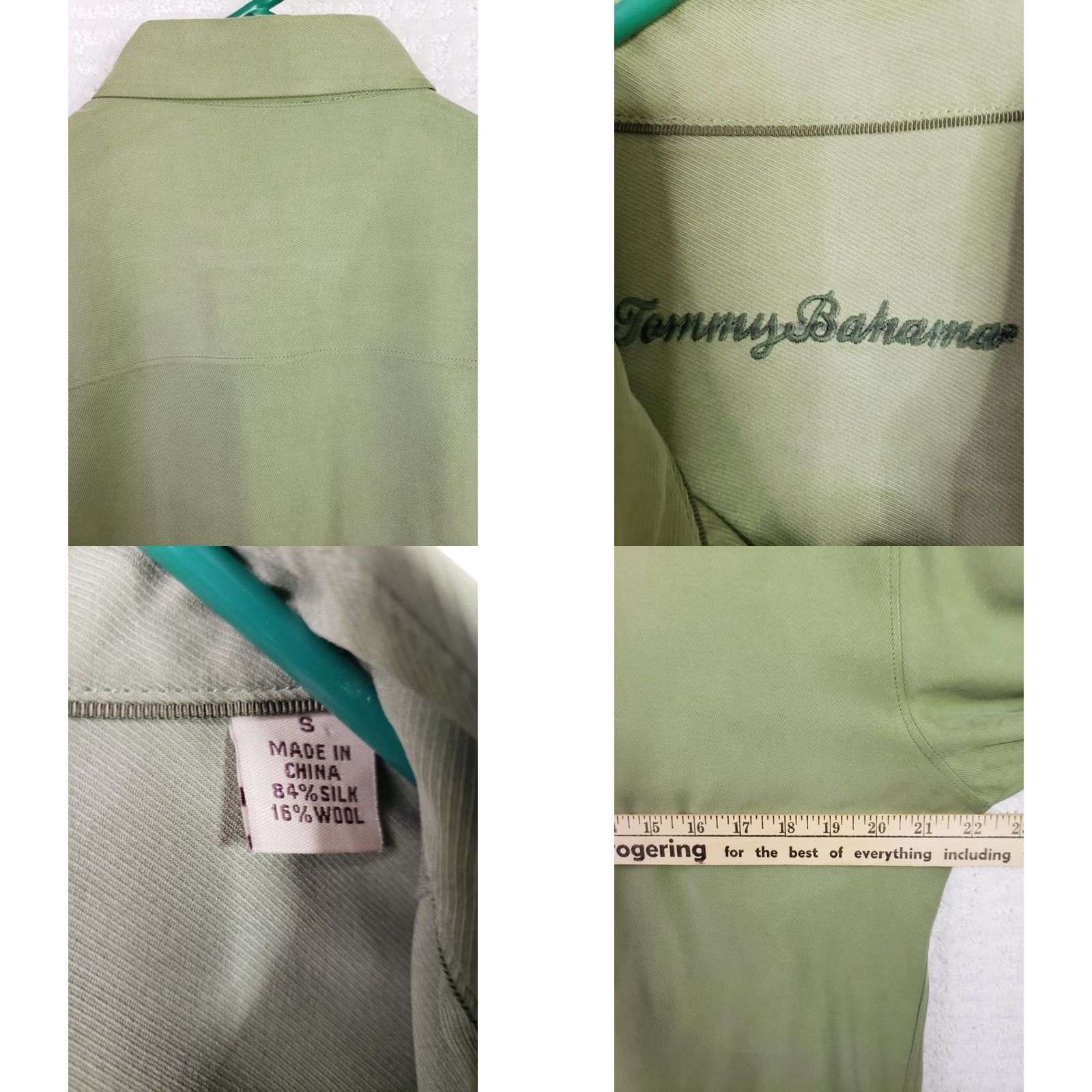 Tommy Bahama Tommy Bahama Shirt Button-Up Green Silk Wool Blend Long Sleeve Pocket Button-Down Collar Mens L Size US L / EU 52-54 / 3 - 8 Thumbnail