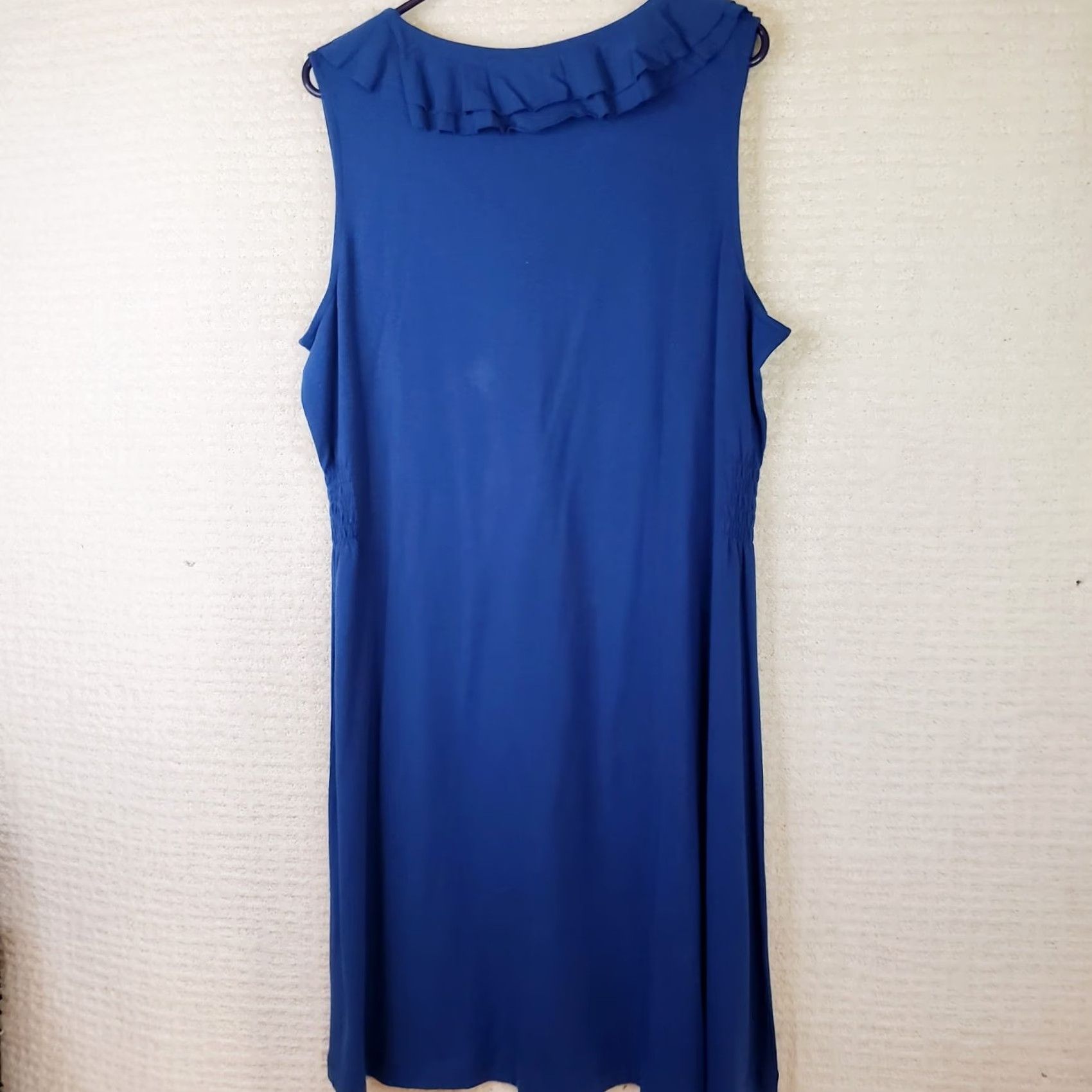 Vintage Sahalie Blue Midi Dress XL Cotton Modal Spandex Knit Sleeveless V-Neck Pullover Fit & Flare Women's Quick Rise to Travel, Workwear, Party/Cocktail Size XL / US 12-14 / IT 48-50 - 5 Thumbnail