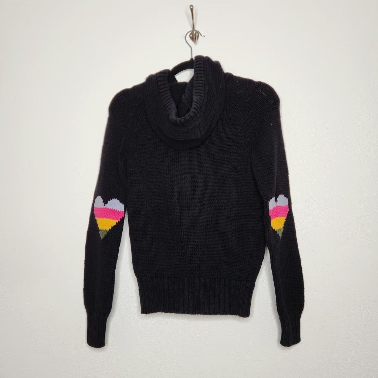 Vintage VINTAGE Arizona Hoodie Shirt Women M Black Knit Crochet Zip Hearts Y2K 90s Vintage style Size M / US 6-8 / IT 42-44 - 6 Thumbnail