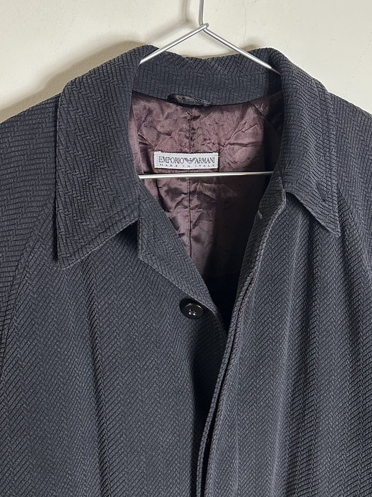 Emporio Armani 90s Herringbone Belted Coat Size US L / EU 52-54 / 3 - 5 Thumbnail