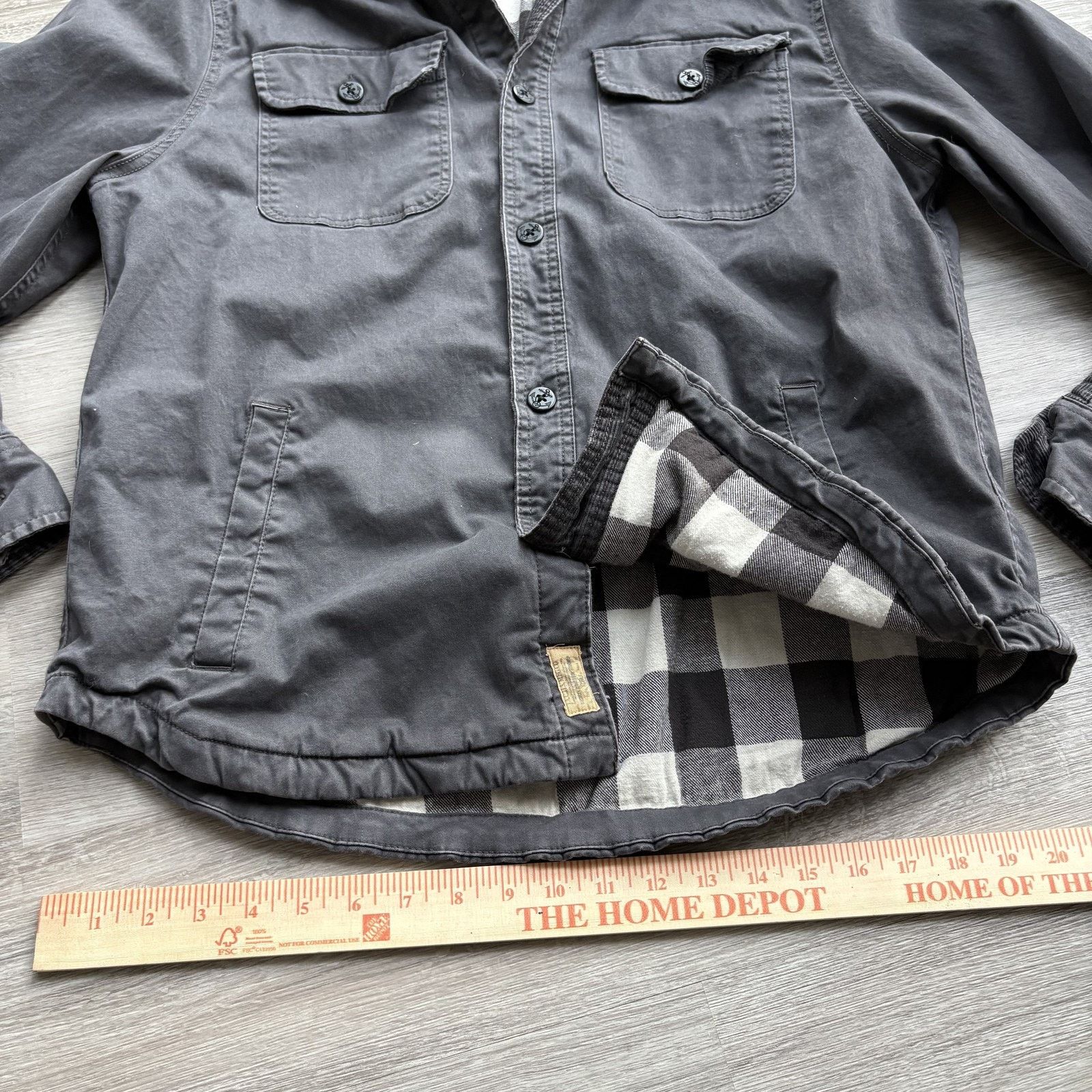 JACHS NY JACHS Men's L Gray Flannel Lined Shirt Jacket Elbow Patches Size US L / EU 52-54 / 3 - 7 Thumbnail