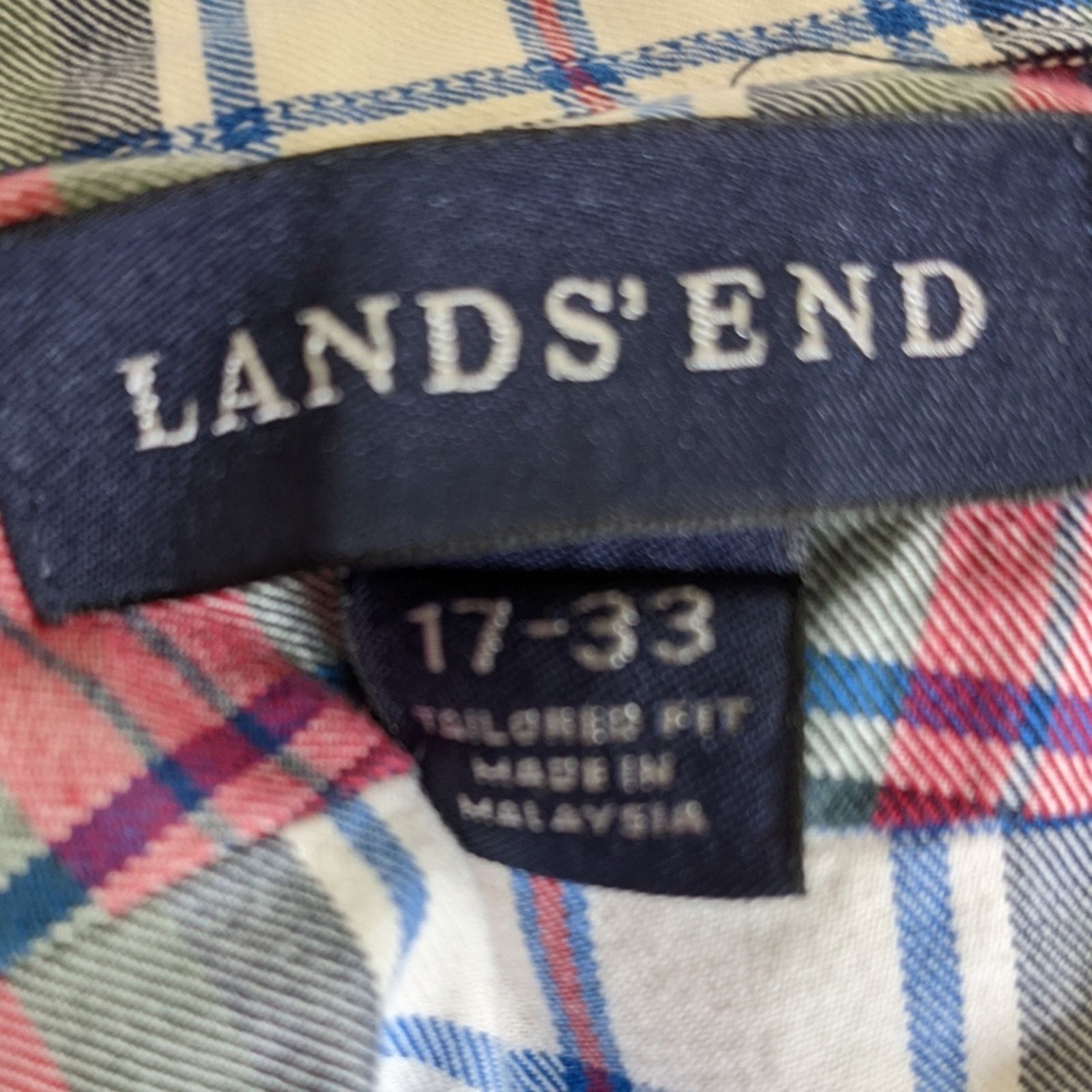 Lands' End LANDS' END Tailored Red Plaid Button Down Shirt Men's 17-33 Size US XL / EU 56 / 4 - 4 Thumbnail
