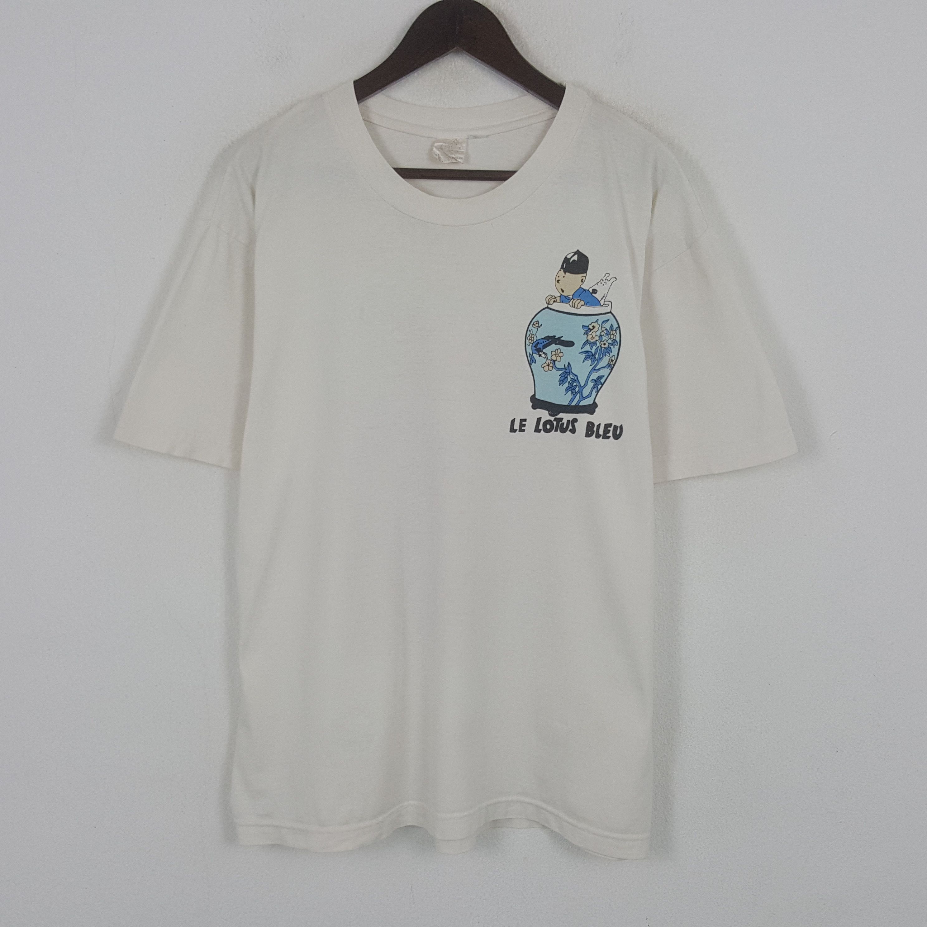Other Vintage TINTIN Le Lotus Bleu Tshirt Size US L / EU 52-54 / 3 - 3 Thumbnail
