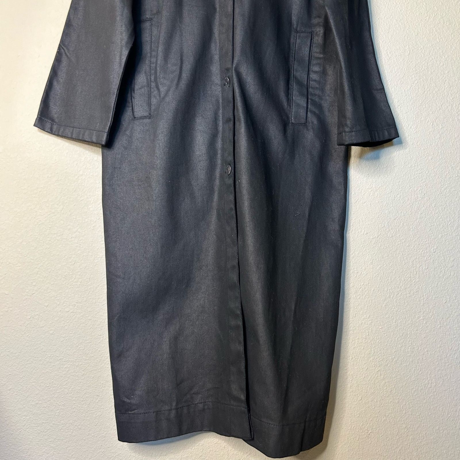 Zara Zara NWT Coat Trench Black Coated Denim Oversized Goth Sz XS Size XS / US 0-2 / IT 36-38 - 3 Thumbnail