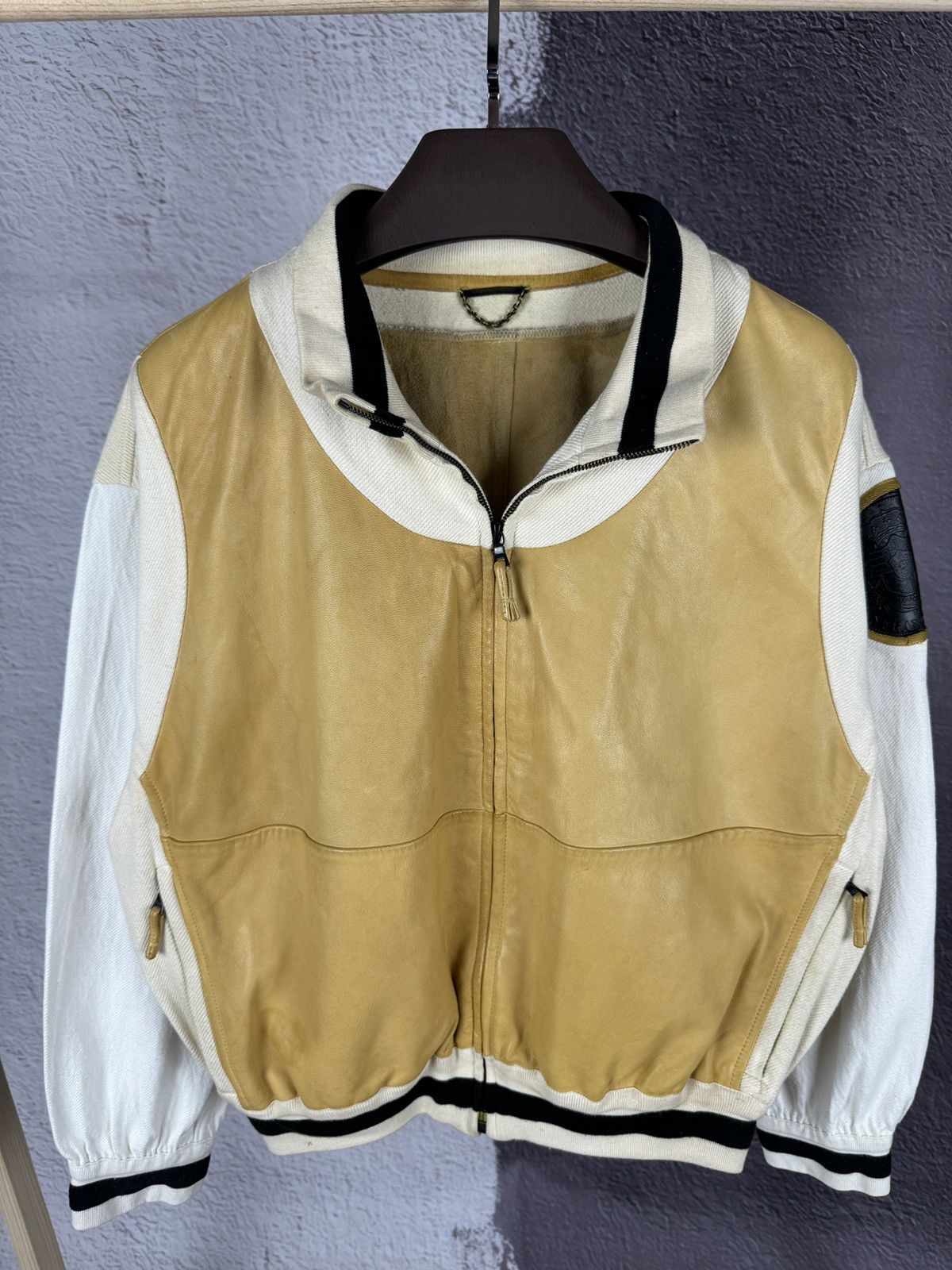 GF Ferre Gianfranco Ferre leather canvas made in Italy jacket rare Size US M / EU 48-50 / 2 - 2 Thumbnail