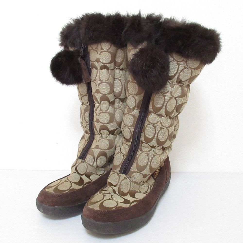 Coach Coach Coach Signature Rabbit Fur Long Boots Fur Shoes DUTY FREE for USA Size ONE SIZE - 1 Thumbnail