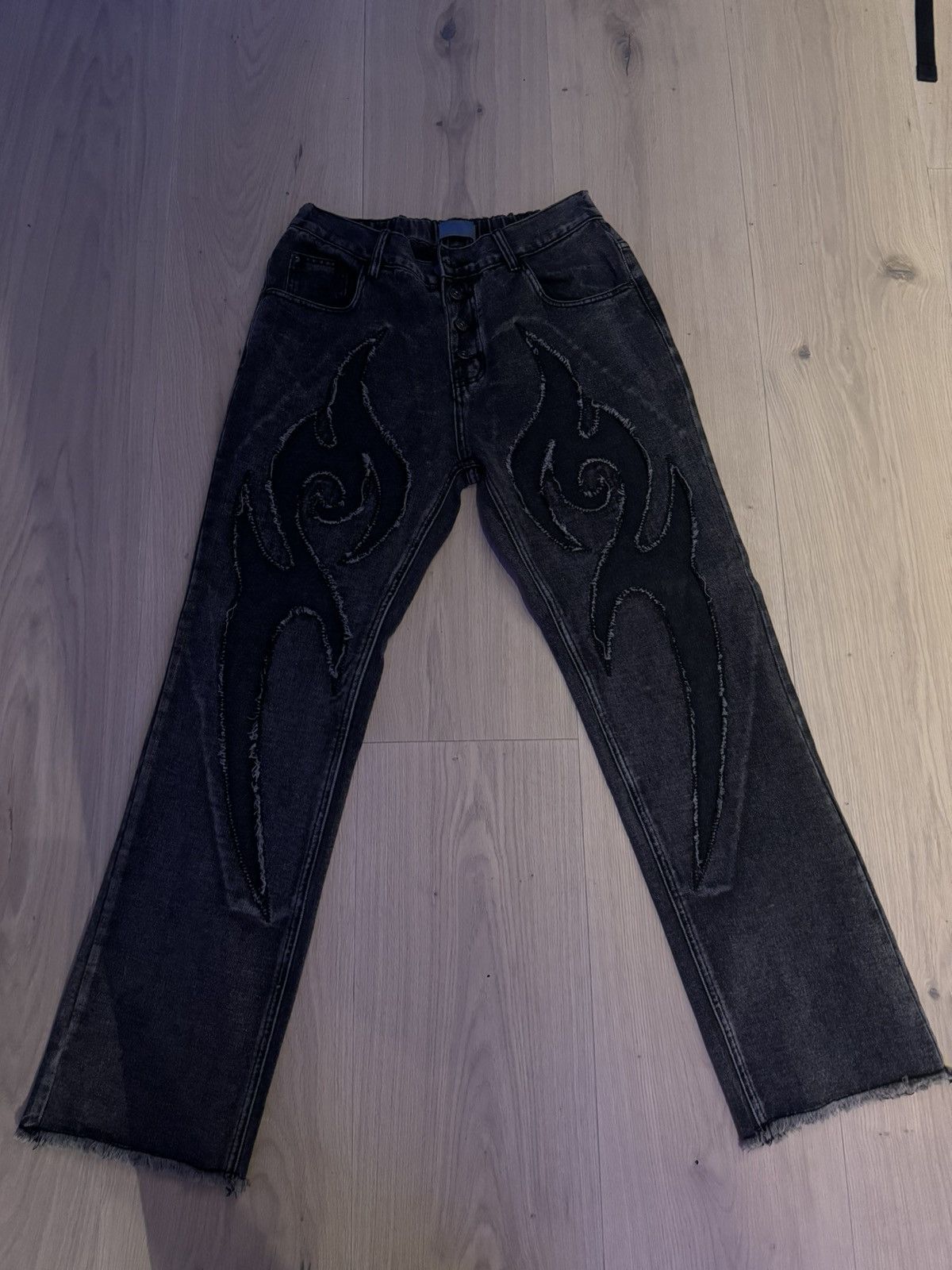 Japanese Brand × Vintage Japanese Denim Pants With Y2K / Flame Design Size US 32 / EU 48 - 1 Thumbnail
