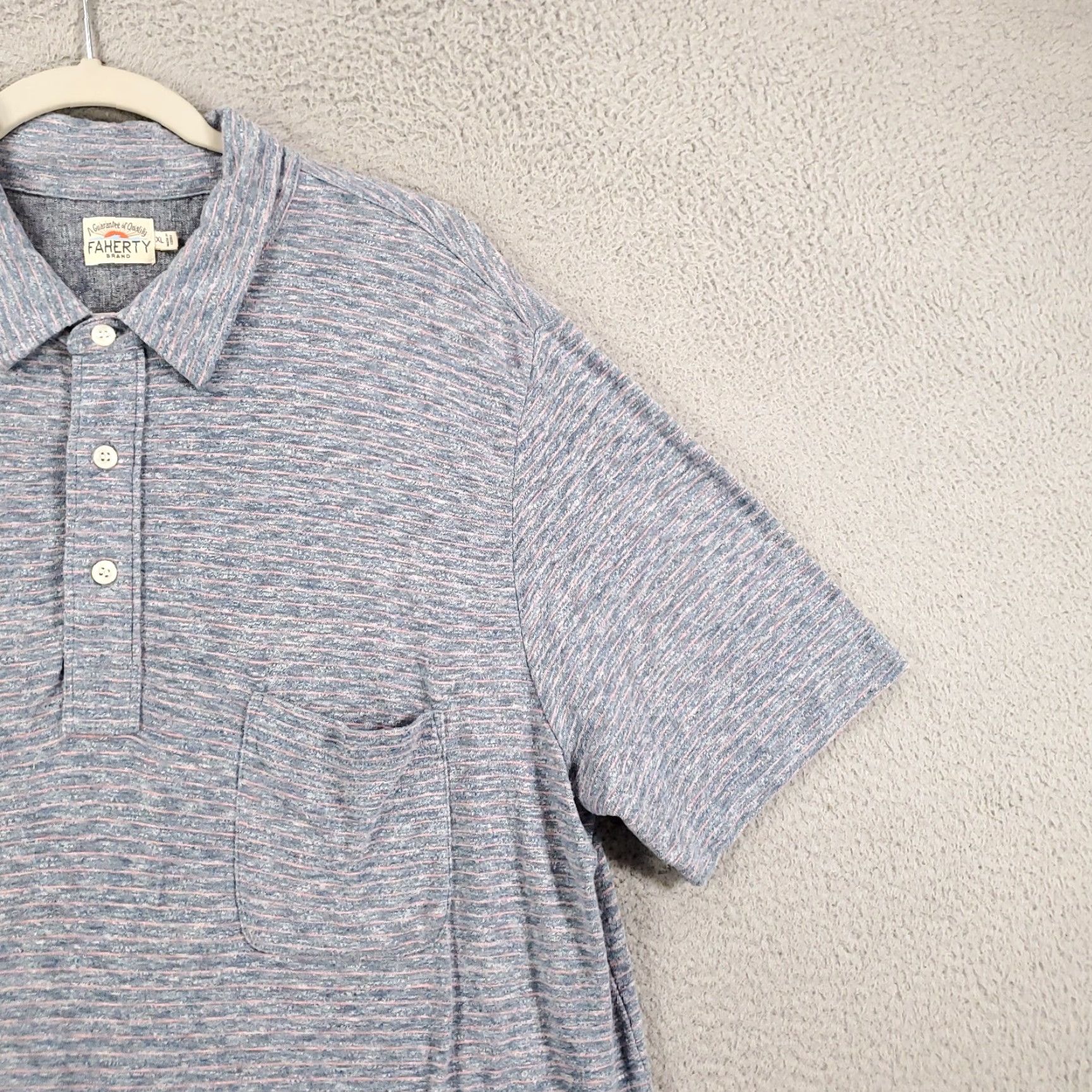 Faherty Faherty Shirt Mens XL Gray Polo Multicolor Pinstripes Short Sleeve Heathered Size US XL / EU 56 / 4 - 2 Thumbnail
