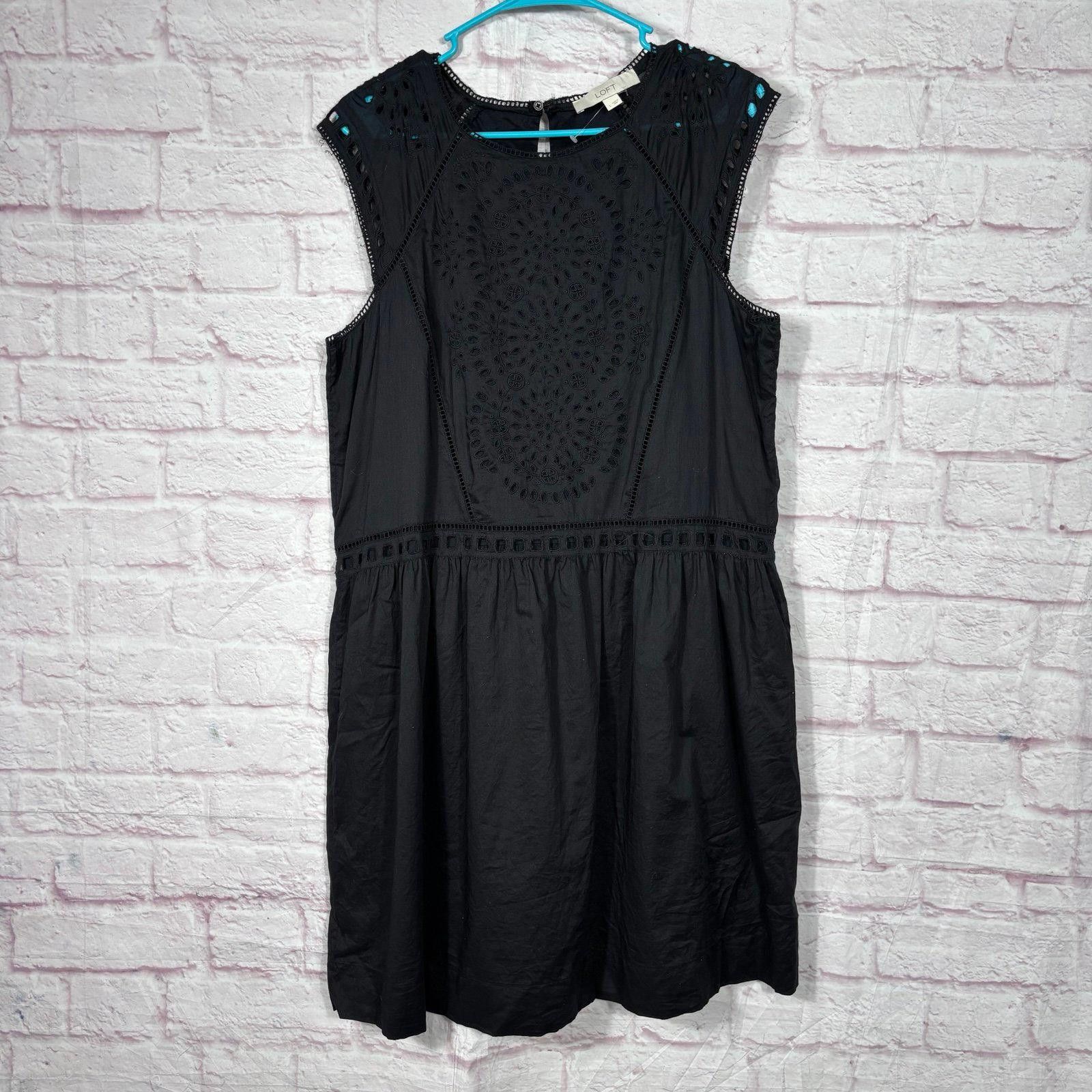 Other LOFT Black Sleeveless Eyelet Dress Size L NWOT Size L / US 10 / IT 46 - 1 Thumbnail