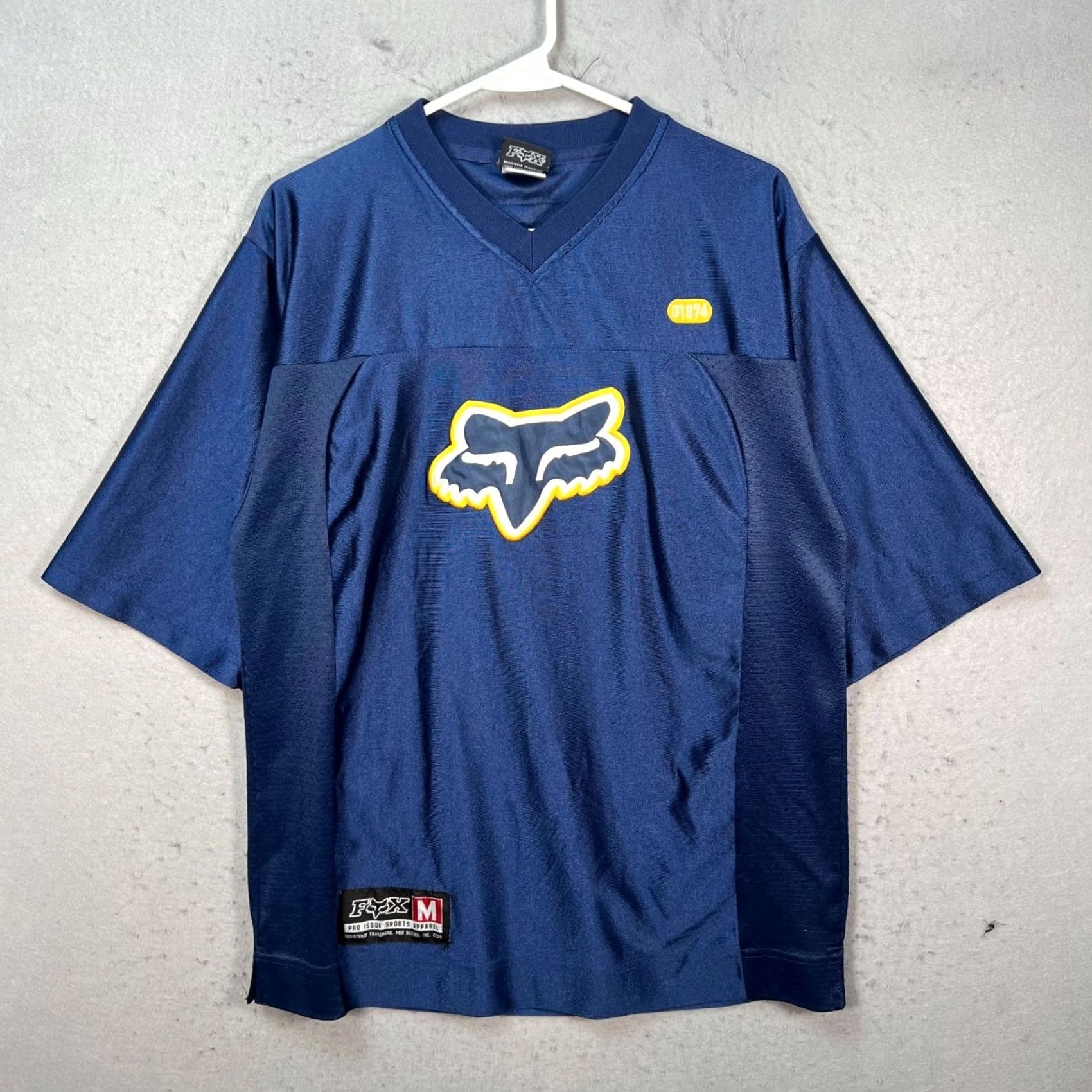 Vintage VINTAGE Fox Racing Mens Medium Blue V-Neck Short Sleeve Jersey Shirt Size US M / EU 48-50 / 2 - 2 Thumbnail