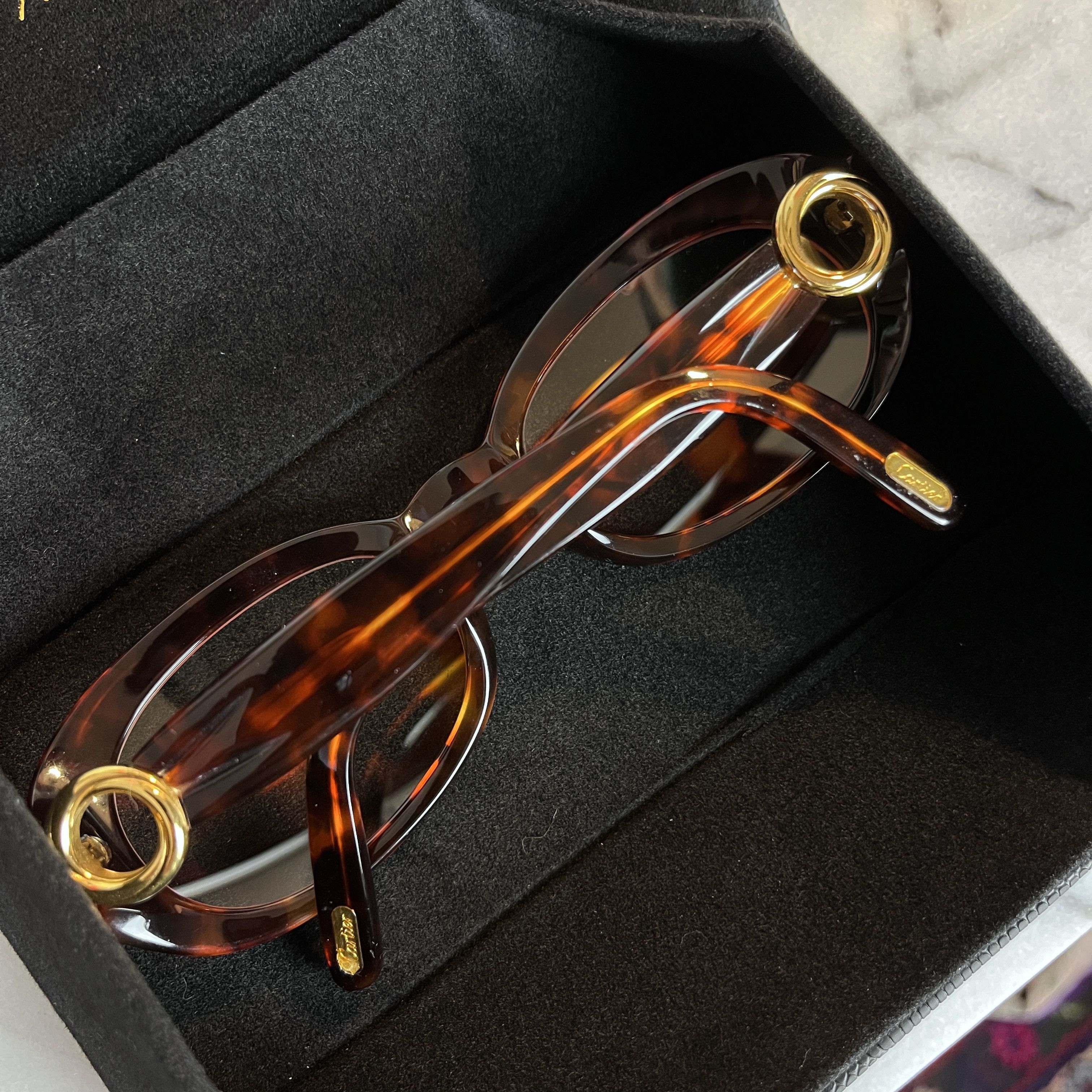 image of Cartier Tortoiseshell & Gold Sunglasses, Women's