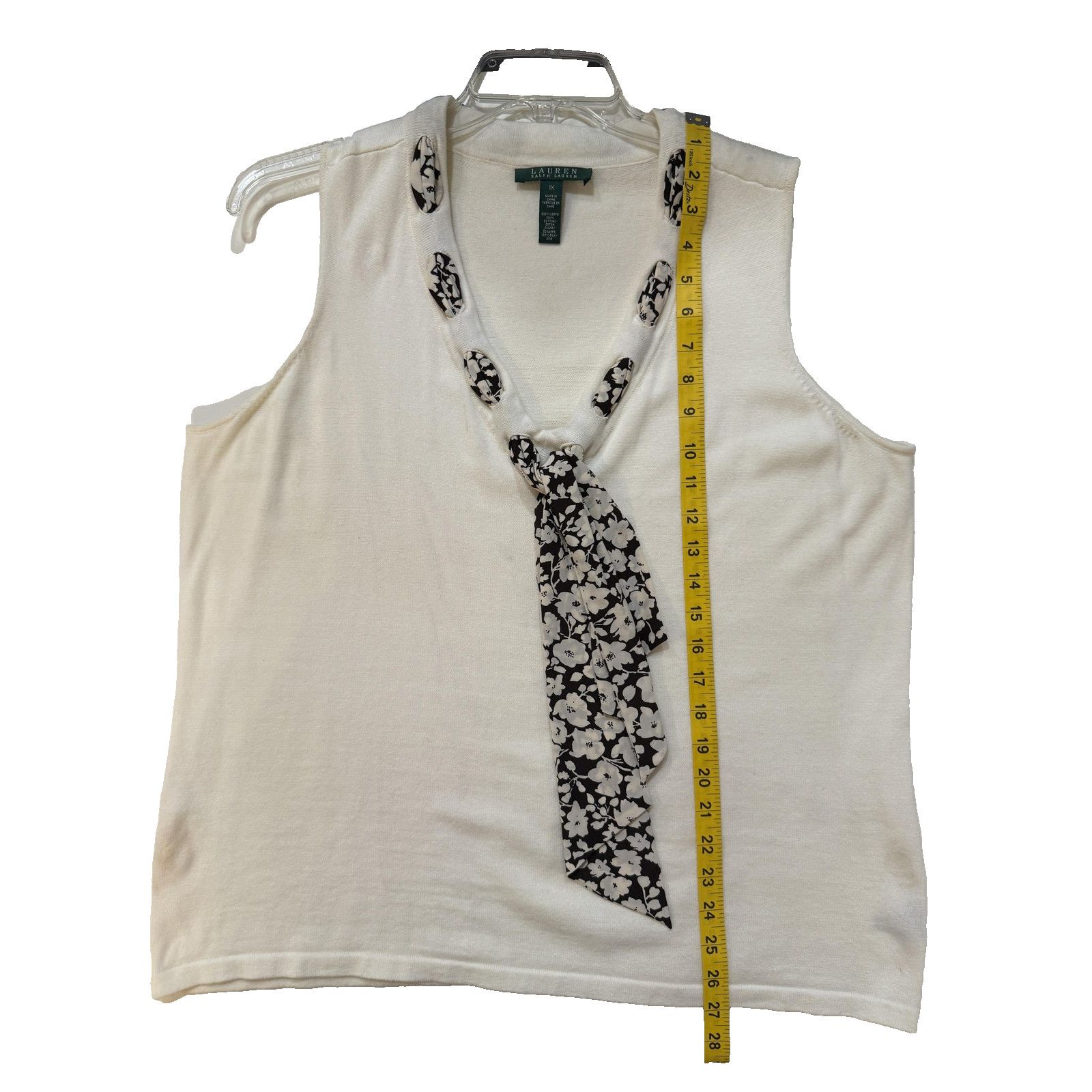 Lauren Ralph Lauren Lauren Ralph Lauren Top Women 1X White Blk Floral Silk Scarf Size XL / US 12-14 / IT 48-50 - 8 Thumbnail