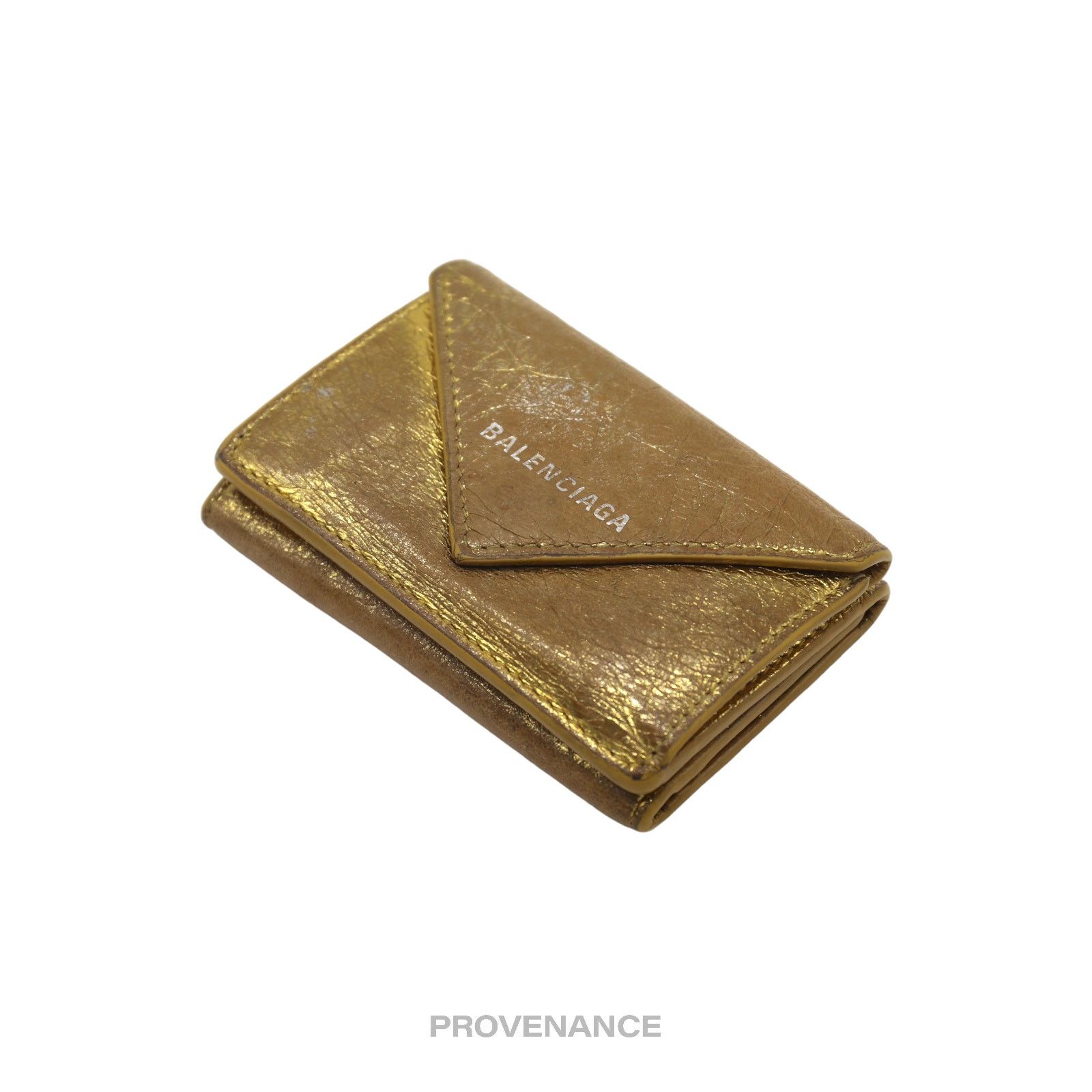 Balenciaga 🔴 Balenciaga Papier Mini Wallet - Metallic Gold Leather Size ONE SIZE - 2 Thumbnail