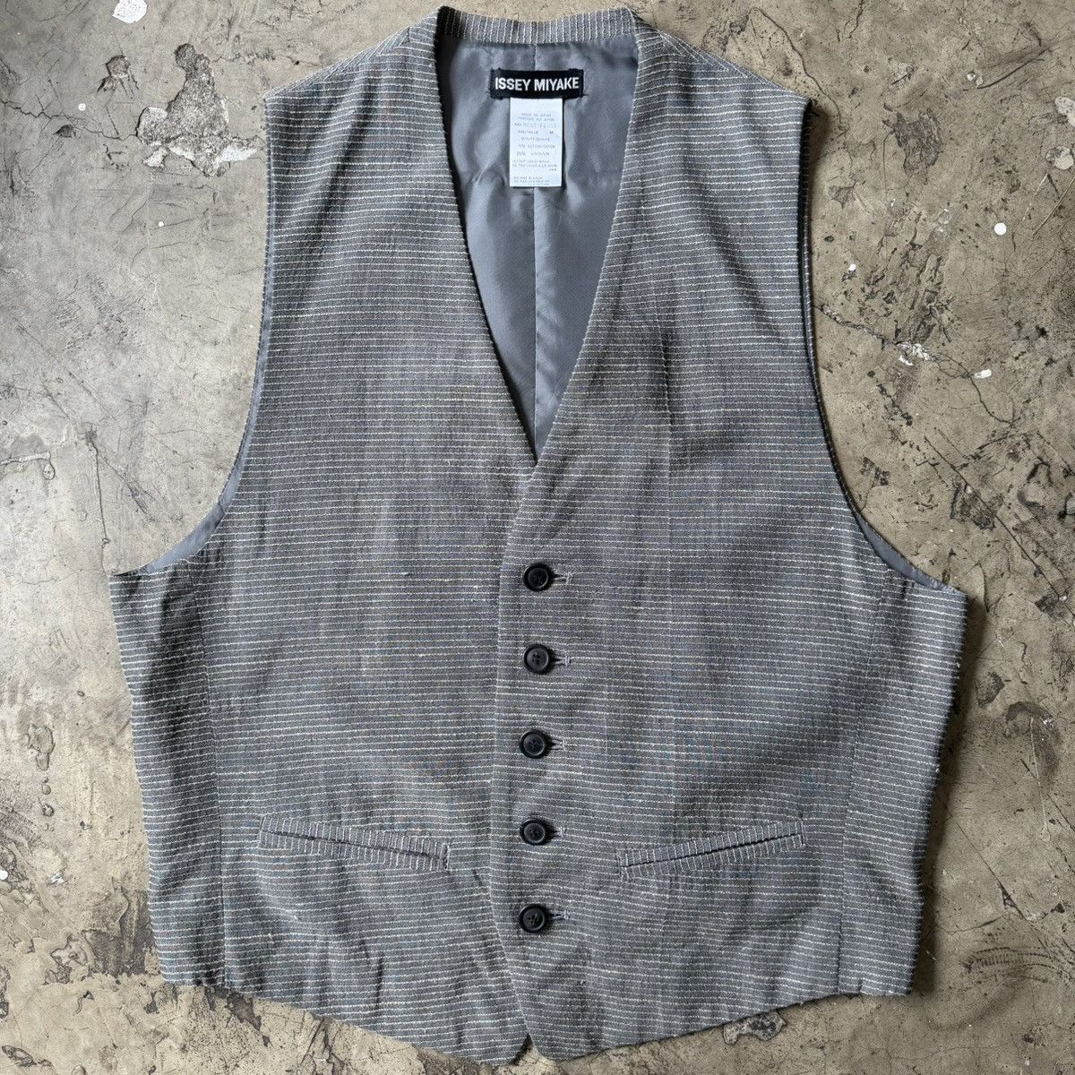 Issey Miyake Issey Miyake - Vintage Striped Detailed Stitch Vest Size US M / EU 48-50 / 2 - 1 Thumbnail