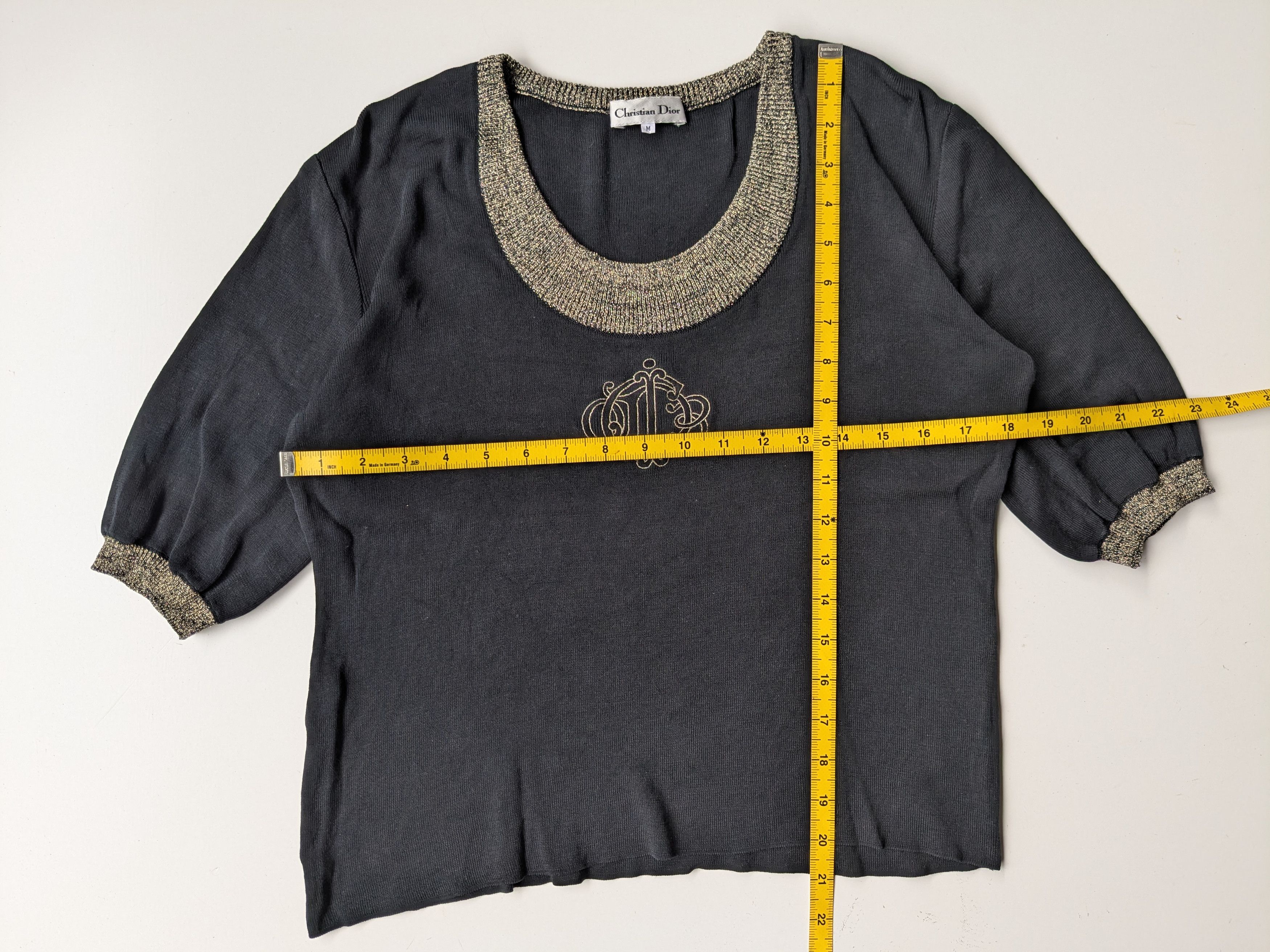 Christian Dior Monsieur Vintage Christian Dior crop black knit gold embroidery shirt Size M / US 6-8 / IT 42-44 - 5 Thumbnail