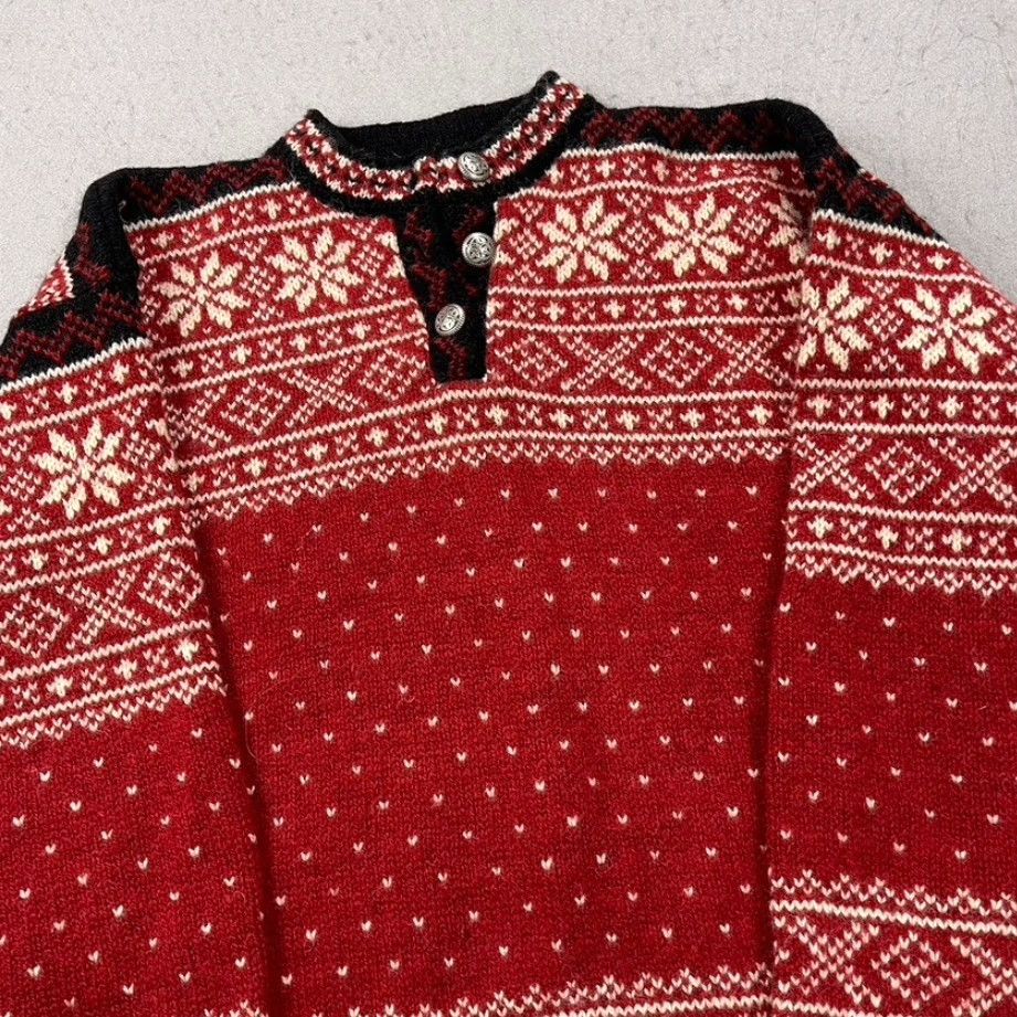 Vintage VINTAGE L.L. Bean Sweater Womens S Red Wool Fair Isle Nordic Pullover 90s Shirt Size S / US 4 / IT 40 - 3 Thumbnail