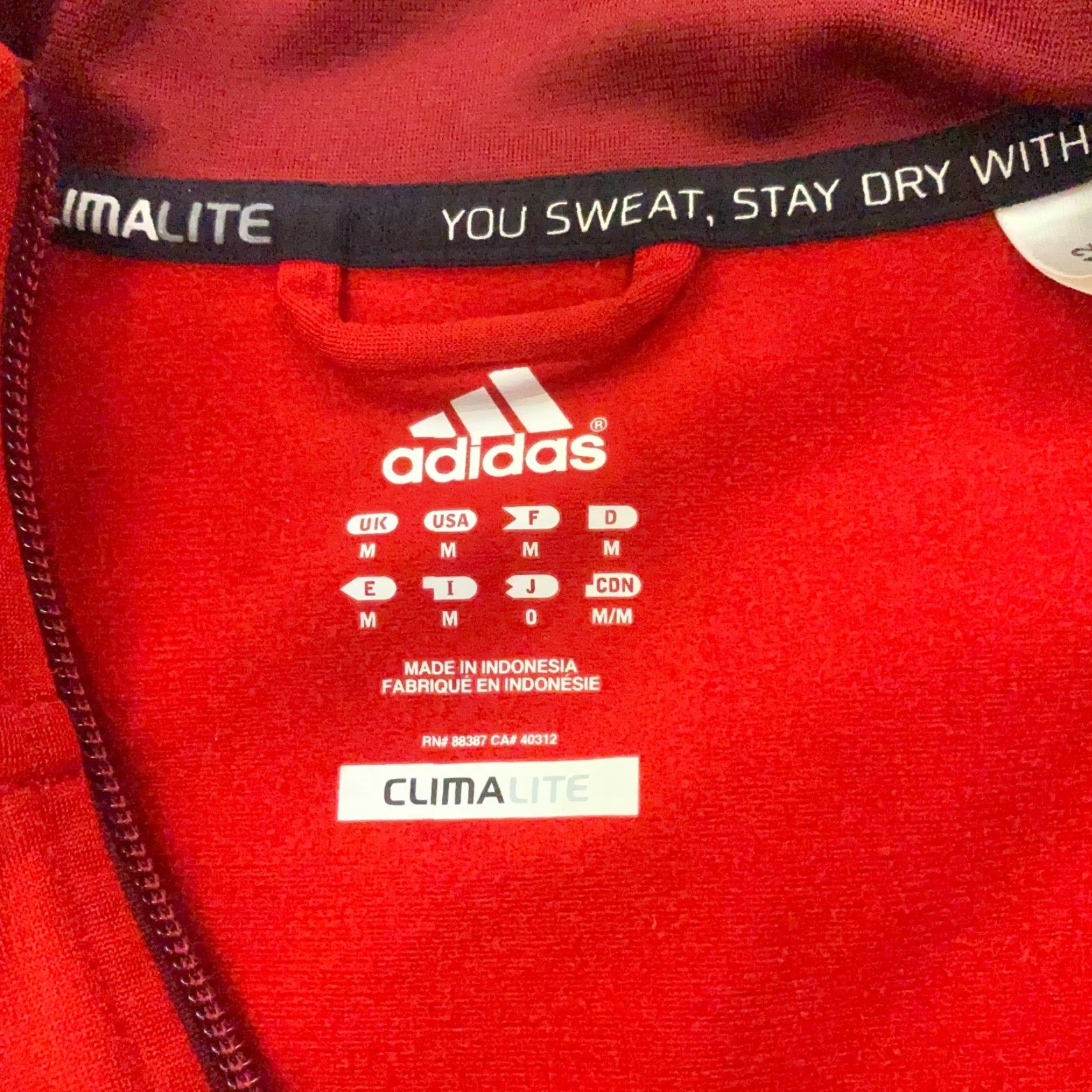 Adidas Adidas Track Jacket Climalite Mens Medium Red Full Zip Size US M / EU 48-50 / 2 - 3 Thumbnail