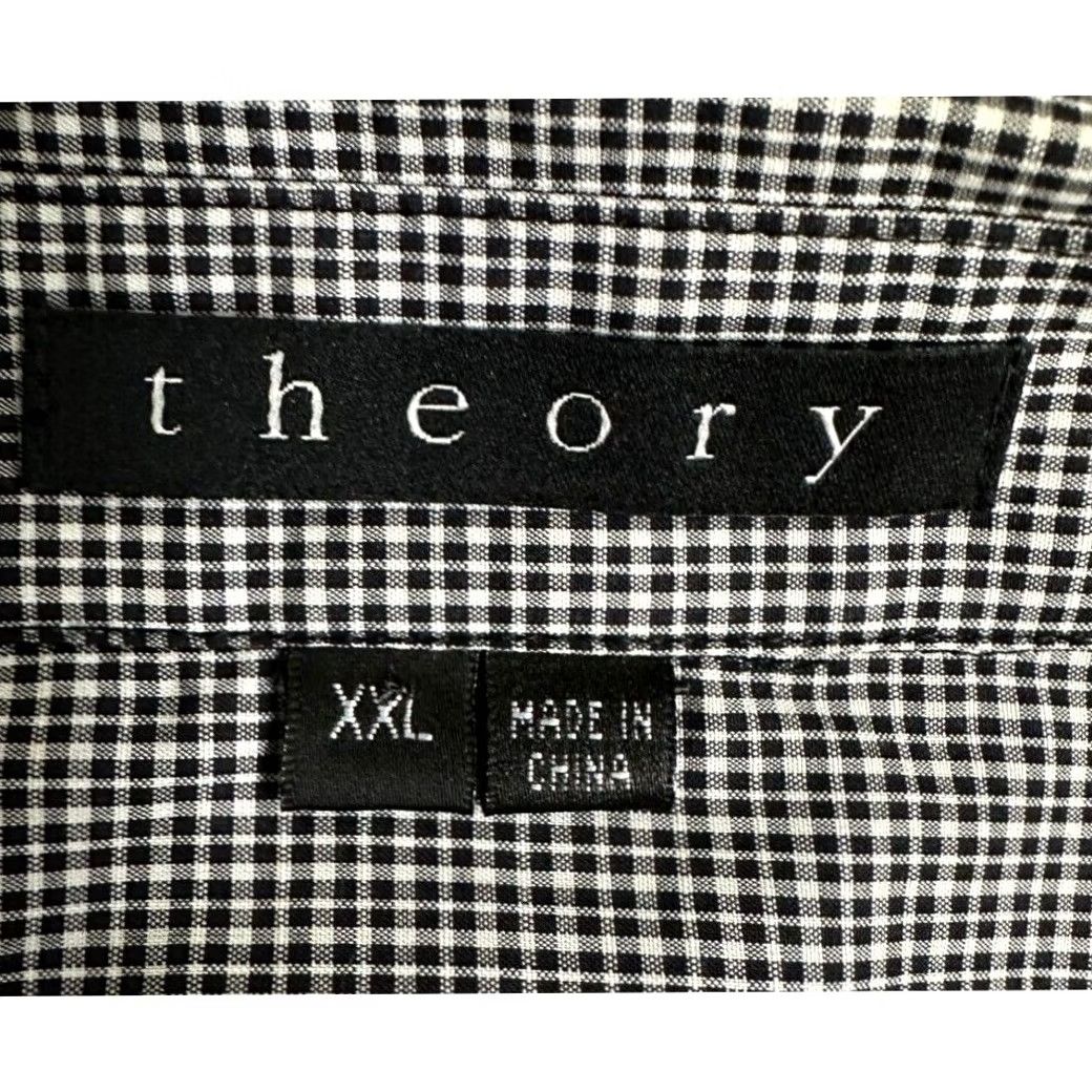 Theory THEORY Shirt Adult 2XL Black White Checkered Button Up Long Sleeve Casual Mens Size US XXL / EU 58 / 5 - 3 Thumbnail