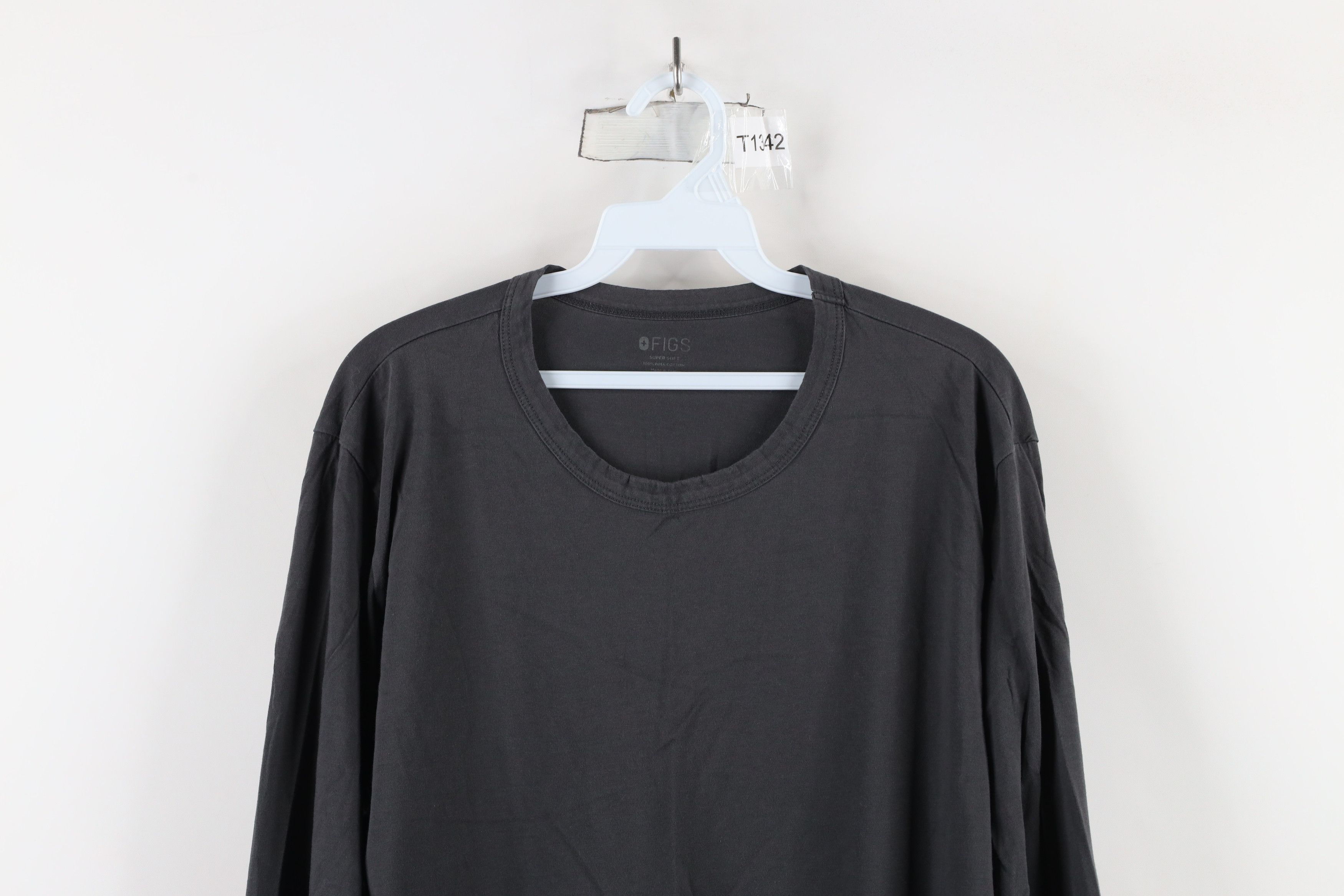Vintage Figs Scrubs Pima Cotton Long Sleeve T-Shirt Dark Gray Size XL / US 12-14 / IT 48-50 - 2 Thumbnail