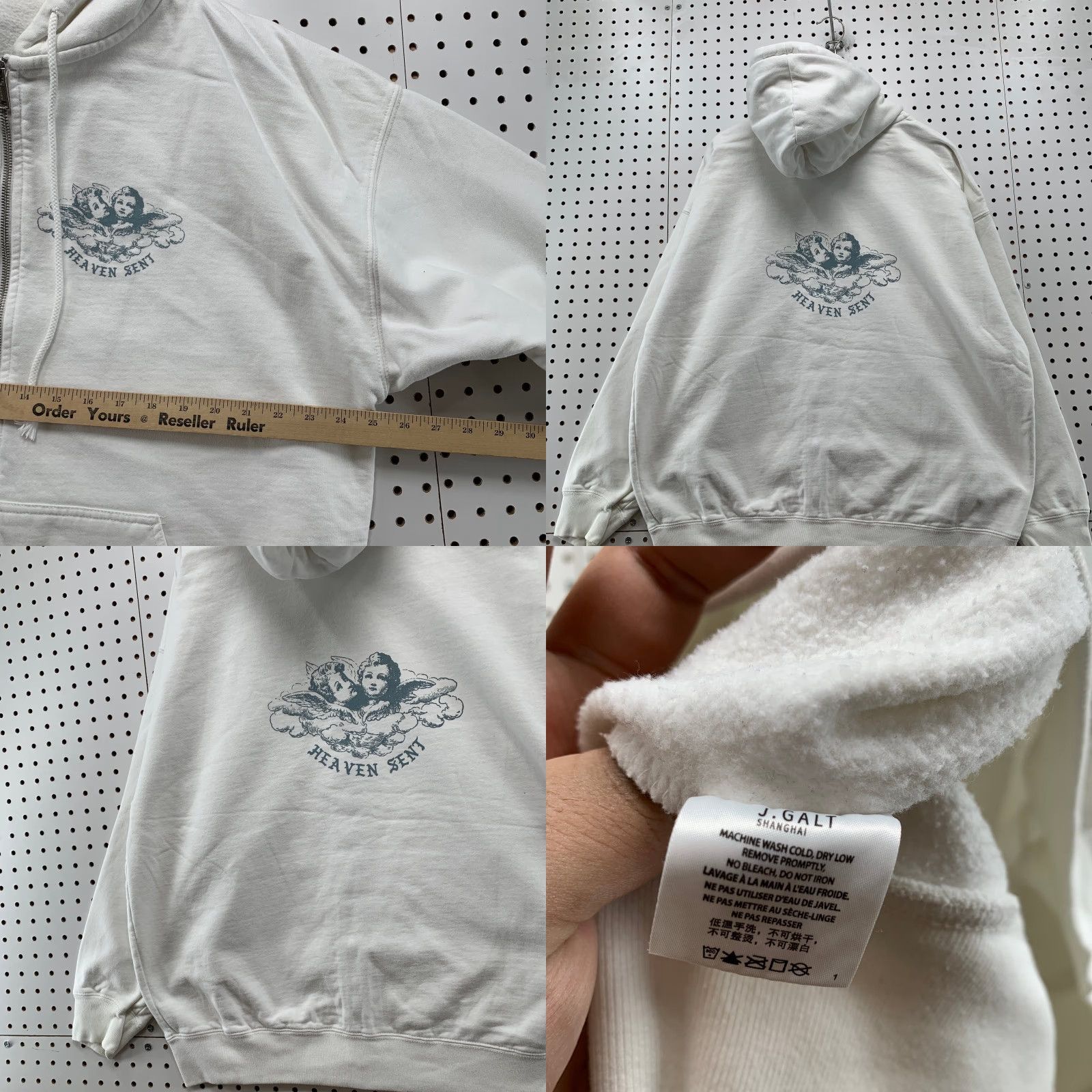 Vintage John Galt Cherub Hoodie Womens One Size White Heaven Zip Fleece Oversized Size ONE SIZE - 9 Thumbnail