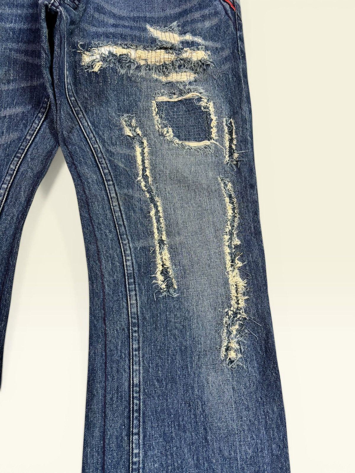 Hysteric Glamour Grunge Kelen Boro Distress Patchwork Buckle Bootcut Jeans Size US 32 / EU 48 - 4 Thumbnail