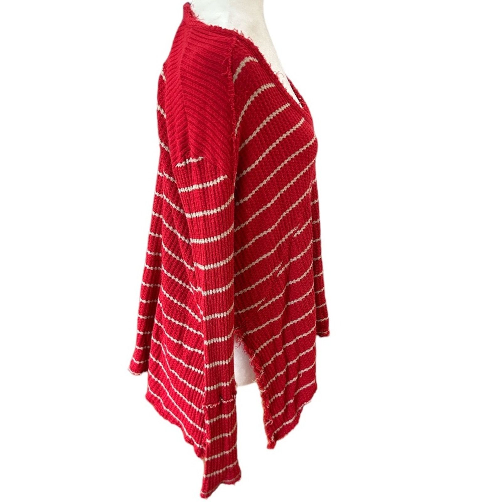 Free People Free People Top Womens Small Red Tan Stripe Grunge Boho Size S / US 4 / IT 40 - 6 Thumbnail