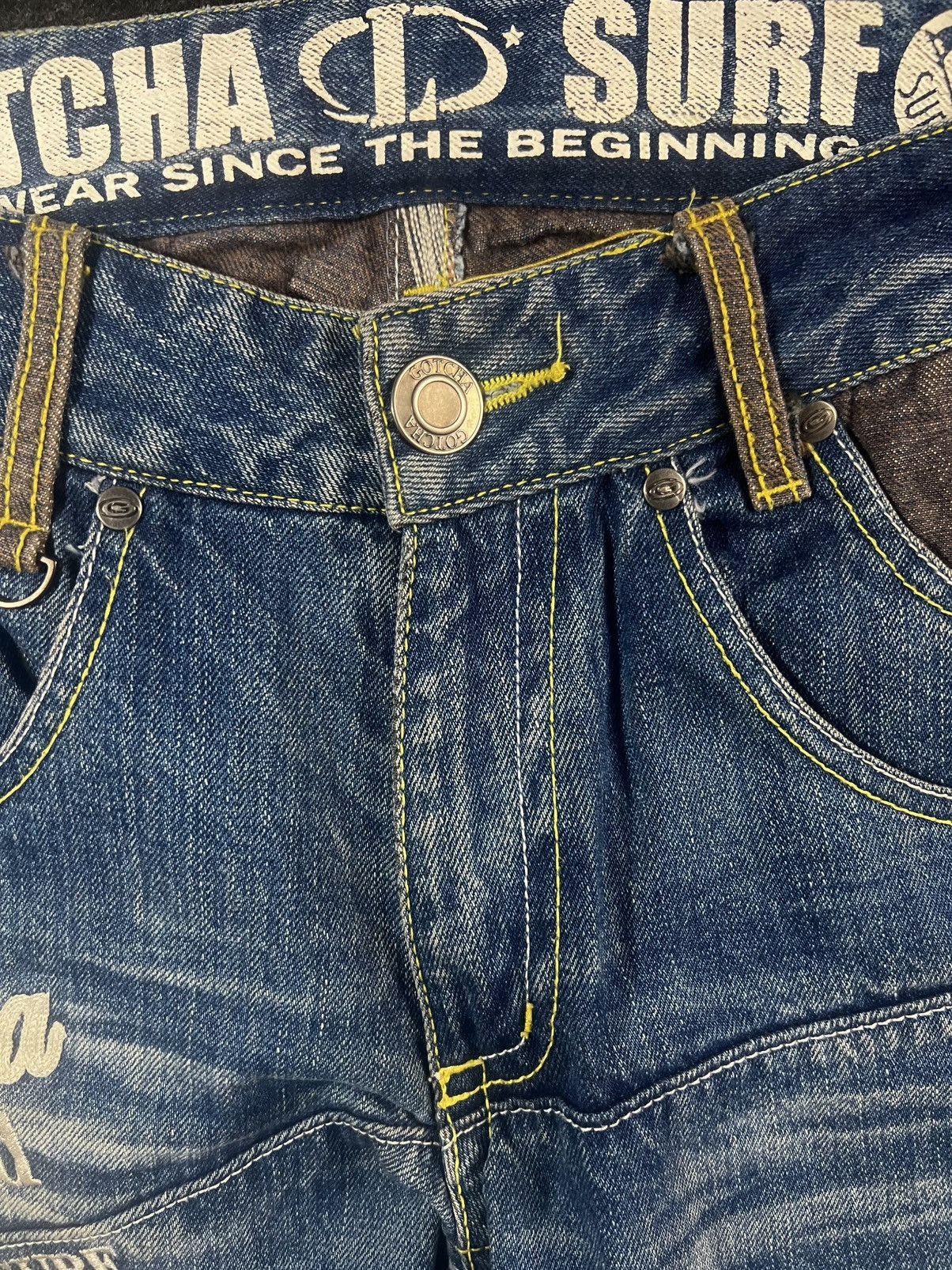 Japanese Brand Gotcha surf vintage embroidered faded big pocket jeans Size US 34 / EU 50 - 2 Thumbnail
