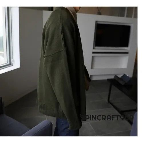 VIBE Green Button Up Knit Cardigan Sweater Size US L / EU 52-54 / 3 - 2 Thumbnail