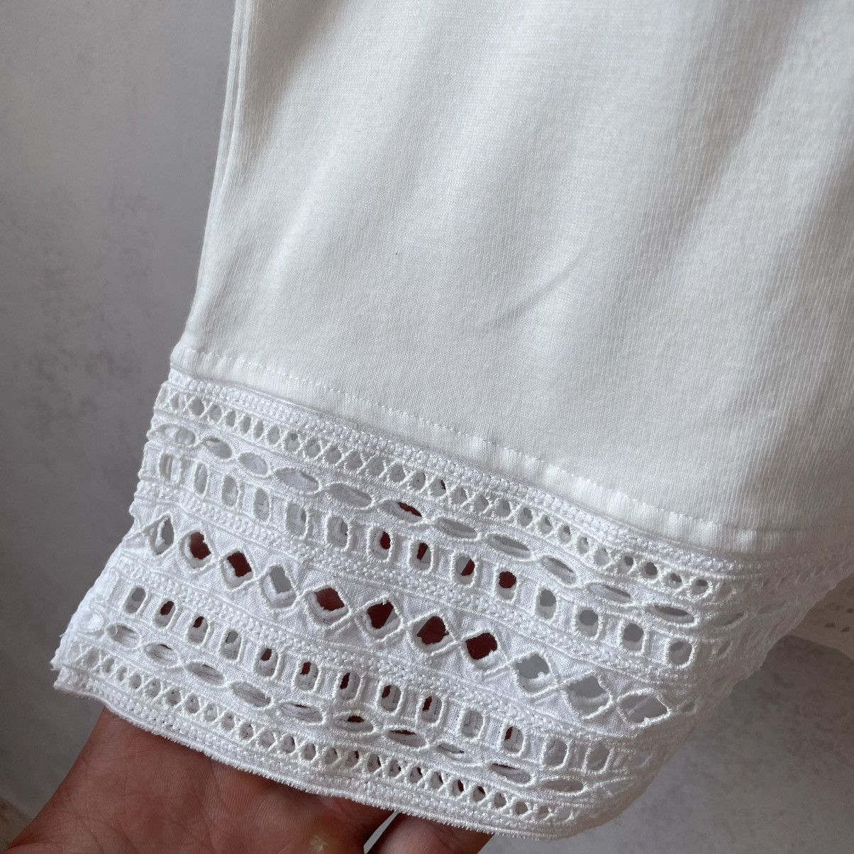 Loro Piana Loro Piana Lace Detail Silk Collar T-Shirt Size L / US 10 / IT 46 - 18 Thumbnail