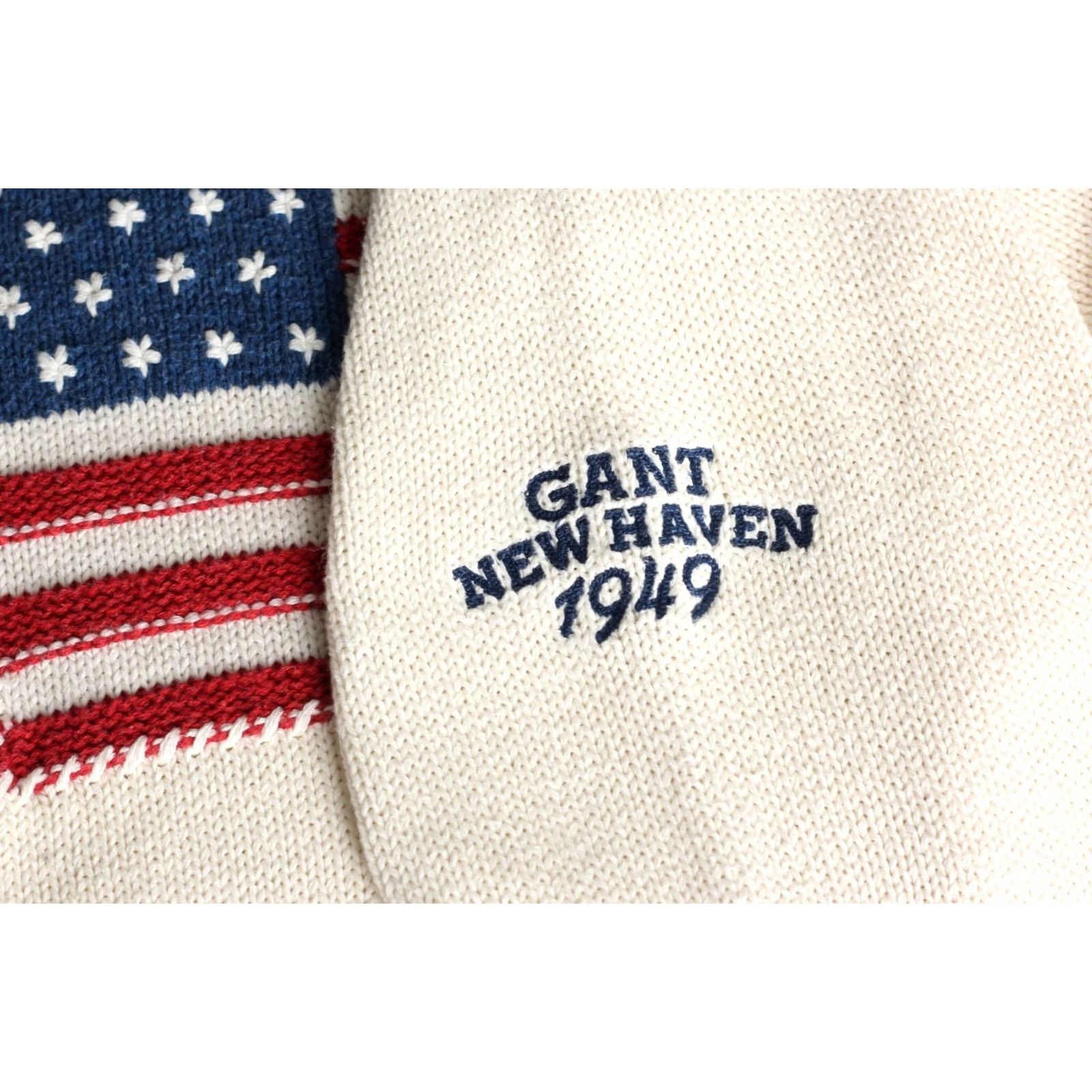 Gant Vintage GANT Jumper Mens Knit Cotton Crew Neck M Beige USA Flag VR4007 Size US M / EU 48-50 / 2 - 5 Thumbnail
